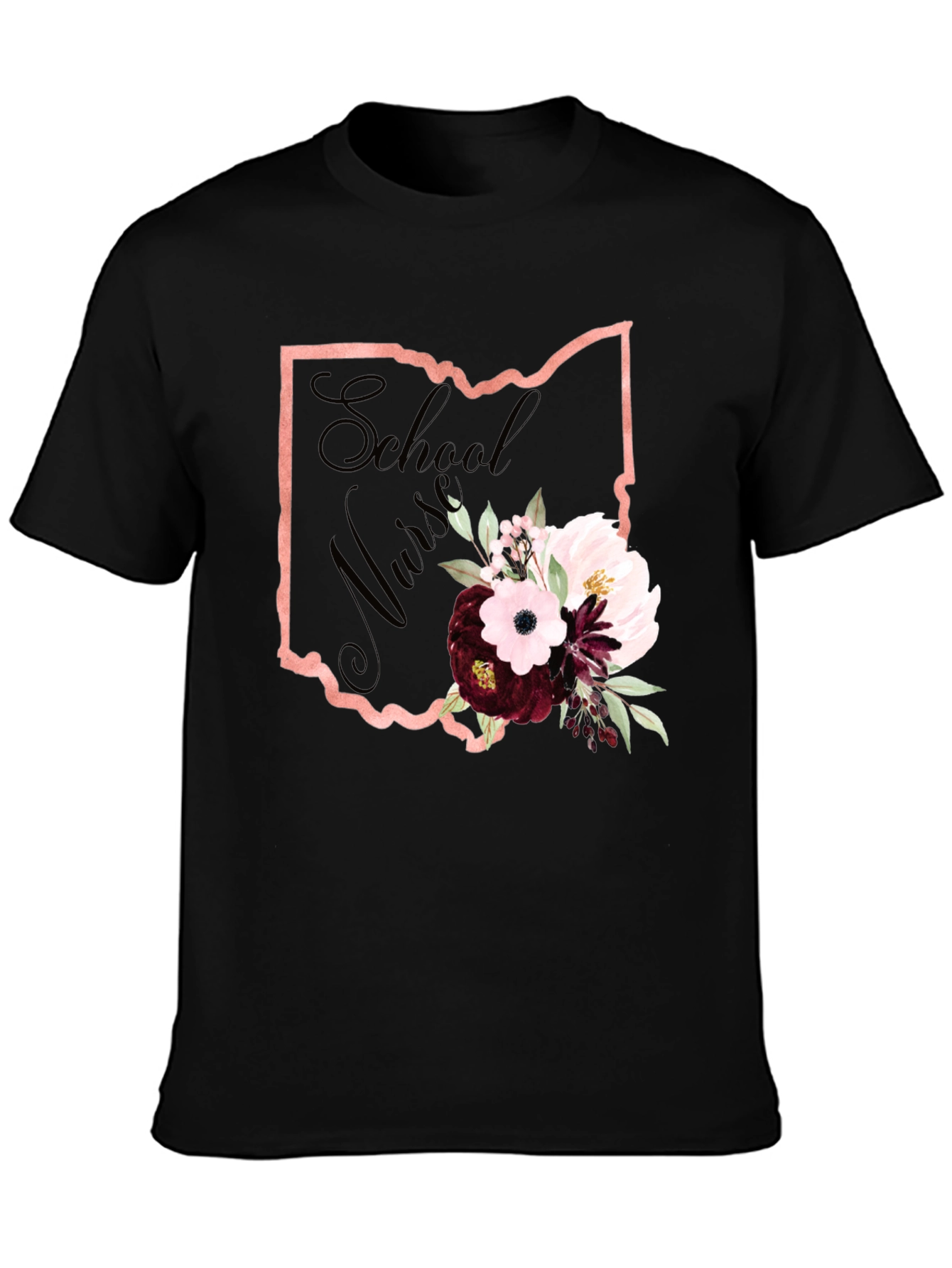 School Nurse Ohio State Floral T-Shirt