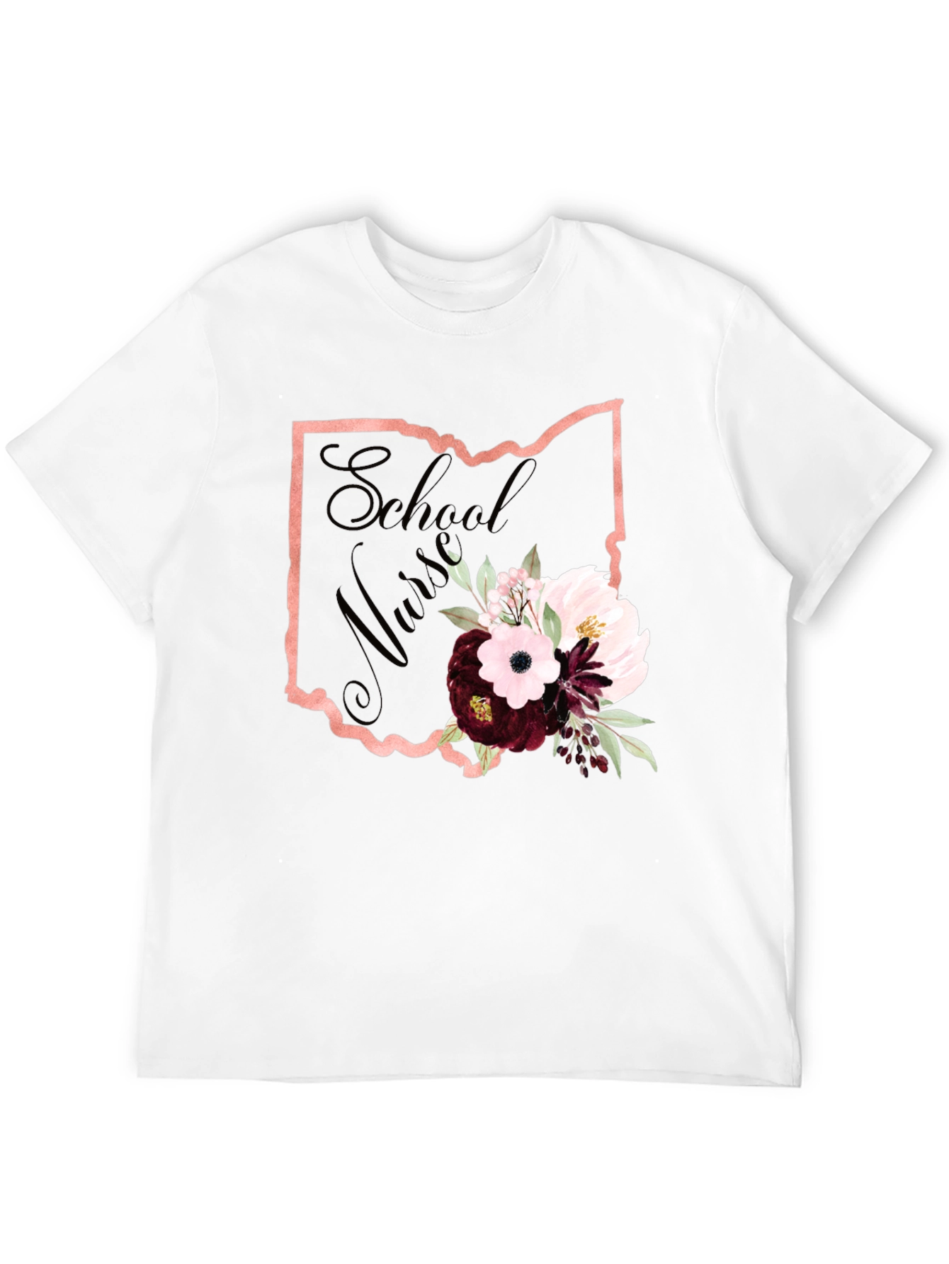 School Nurse Ohio State Floral T-Shirt