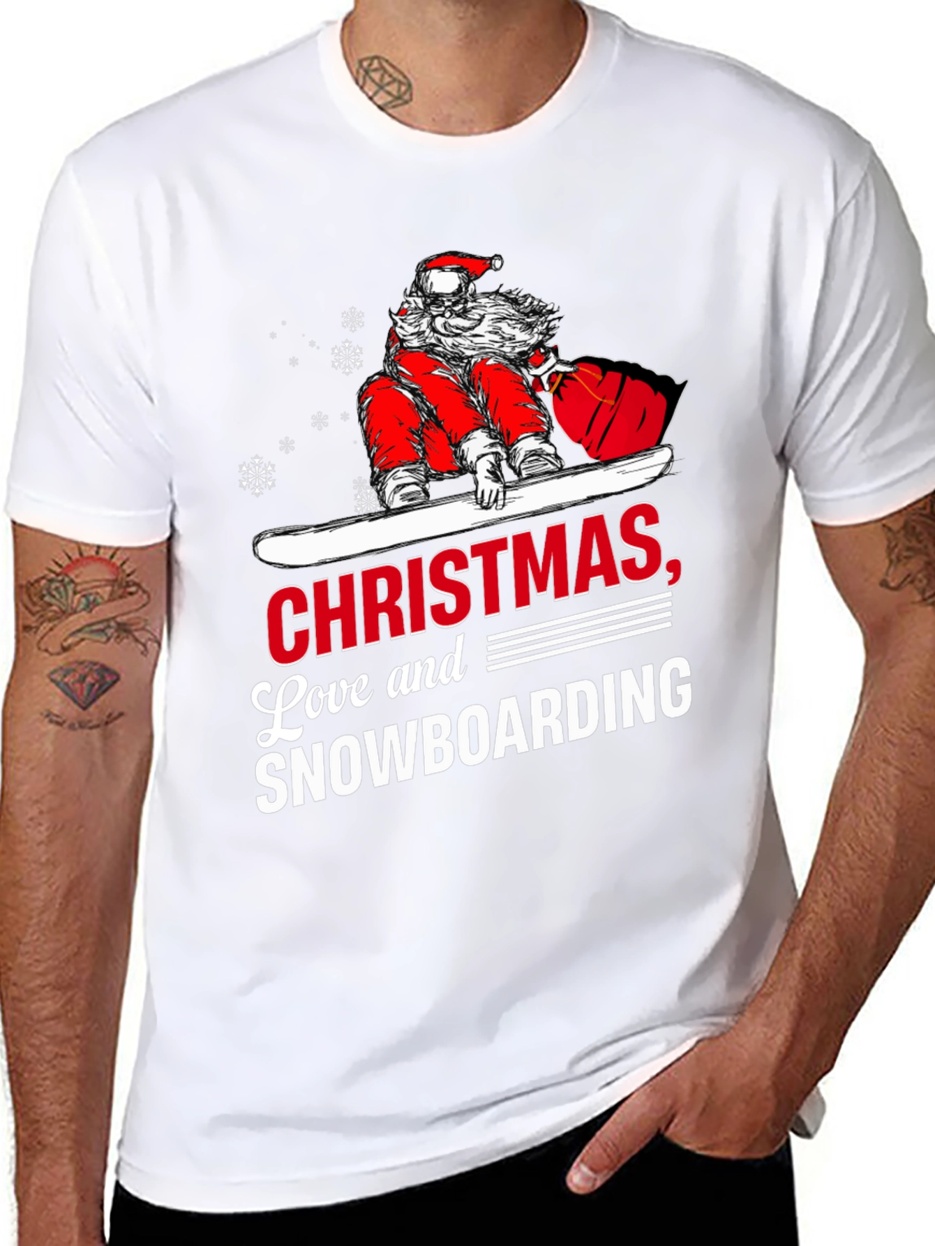 Christmas Snowboarding T-Shirt