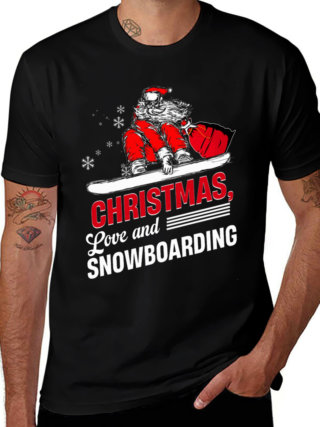 Christmas Snowboarding T-Shirt