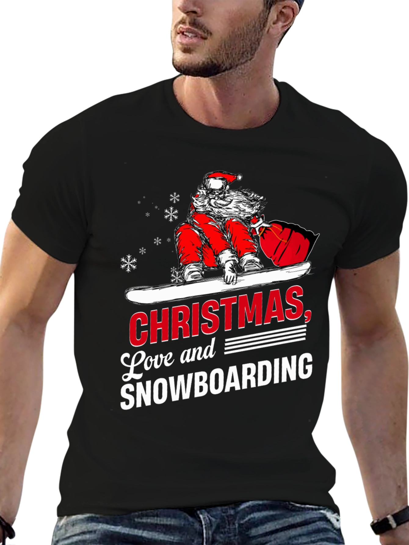 Christmas Snowboarding T-Shirt