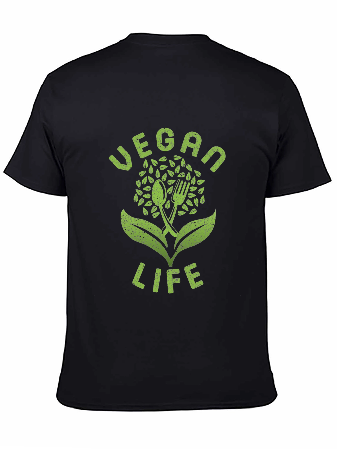 Vegan Life Graphic Tee - Black Cotton T-Shirt