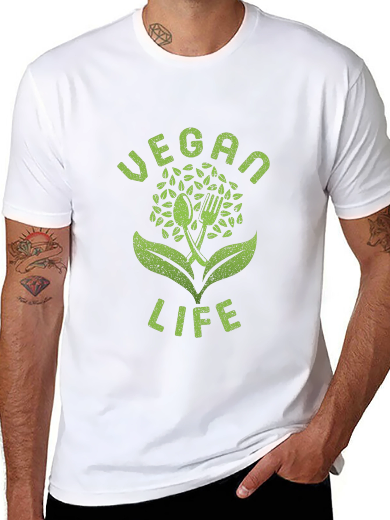 Vegan Life Graphic Tee - Black Cotton T-Shirt