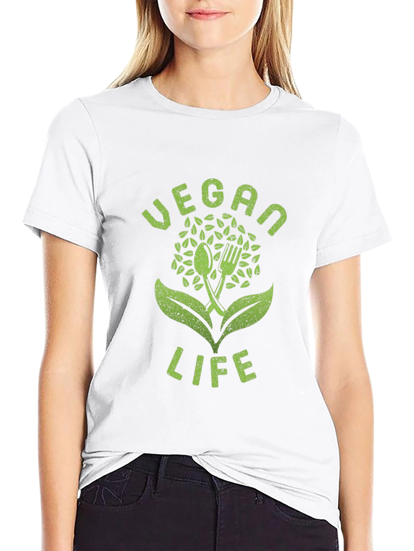 Vegan Life Graphic Tee - Black Cotton T-Shirt