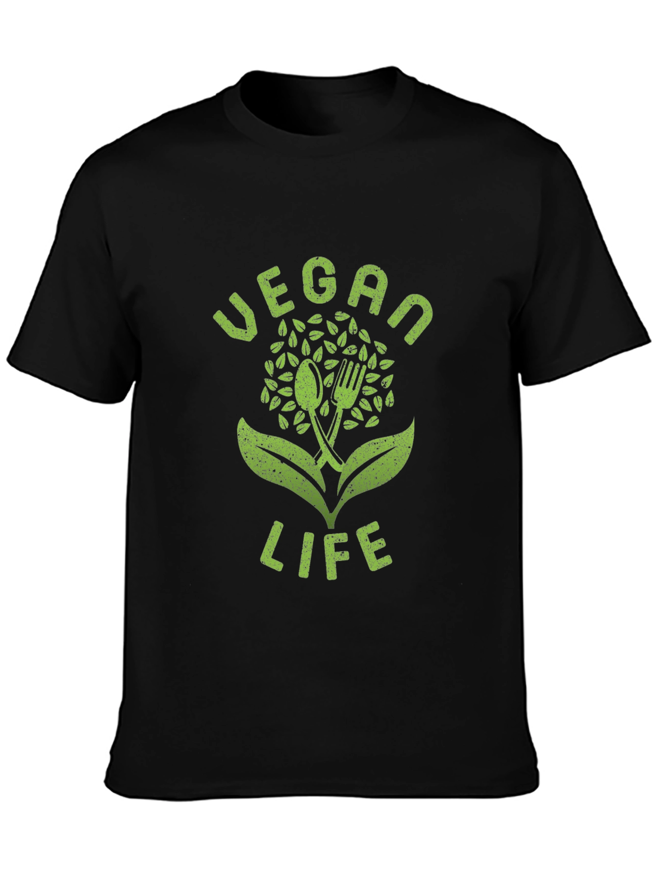 Vegan Life Graphic Tee - Black Cotton T-Shirt
