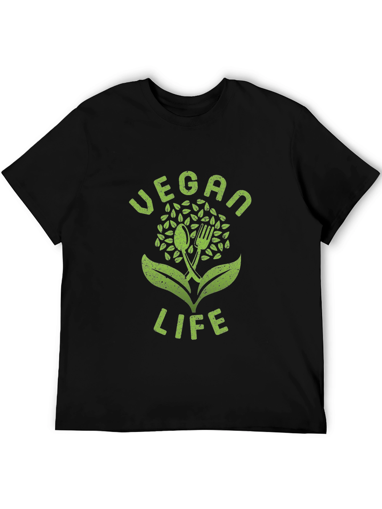 Vegan Life Graphic Tee - Black Cotton T-Shirt