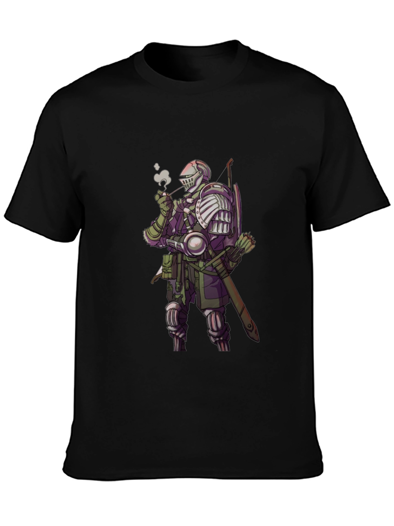 Knight Smoking Pipe T-Shirt - Medieval Fantasy Tee