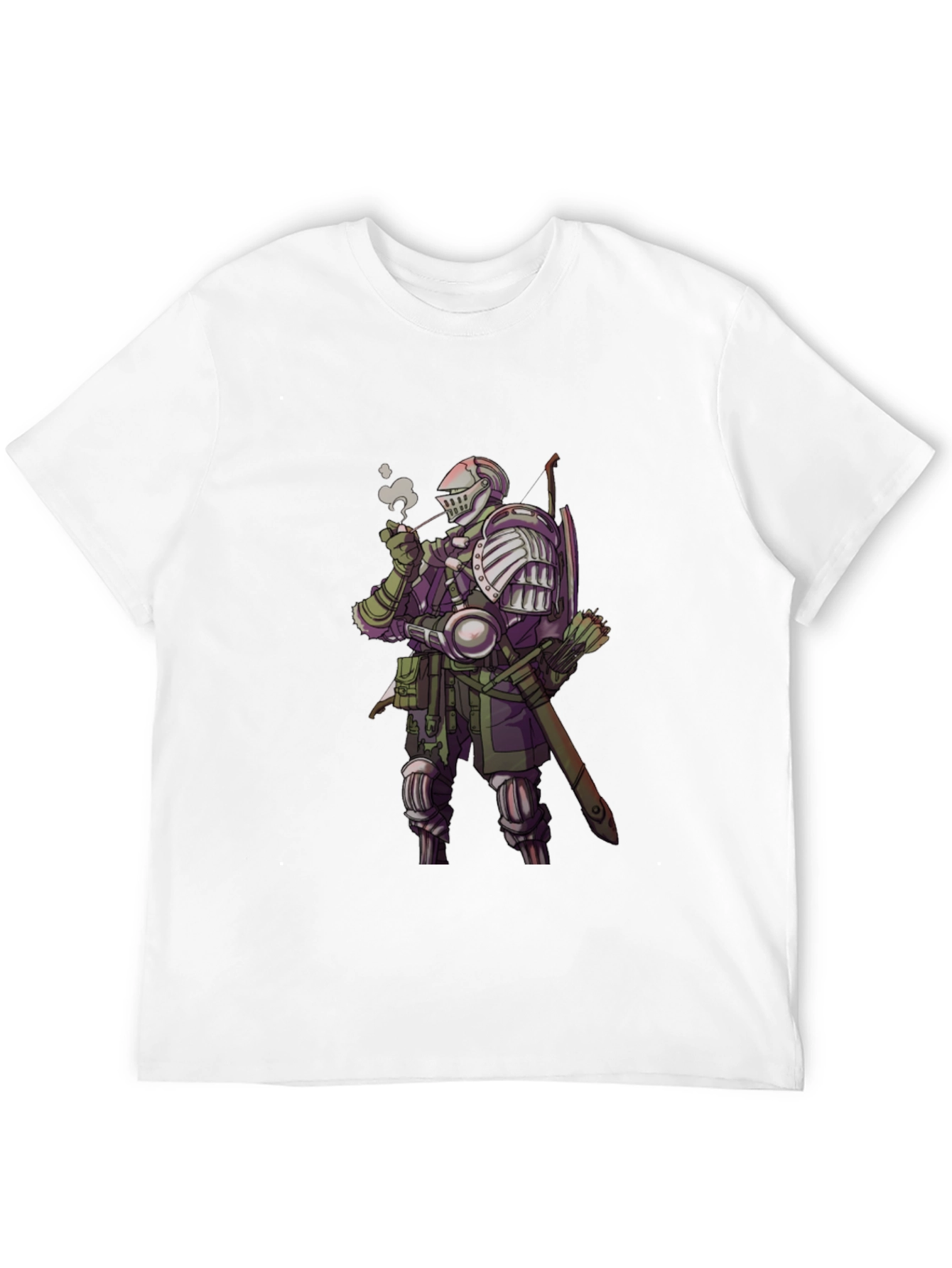 Knight Smoking Pipe T-Shirt - Medieval Fantasy Tee