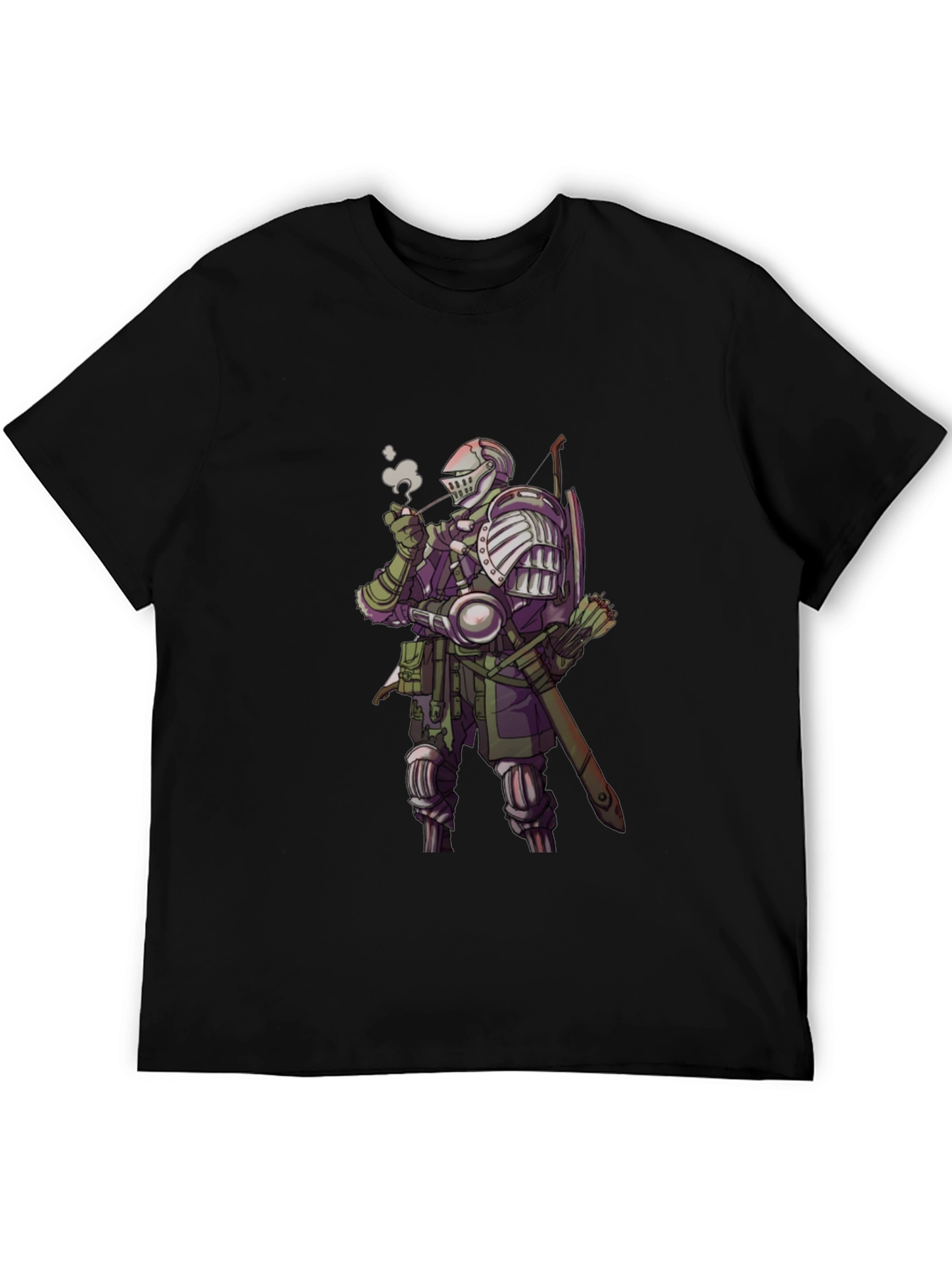 Knight Smoking Pipe T-Shirt - Medieval Fantasy Tee
