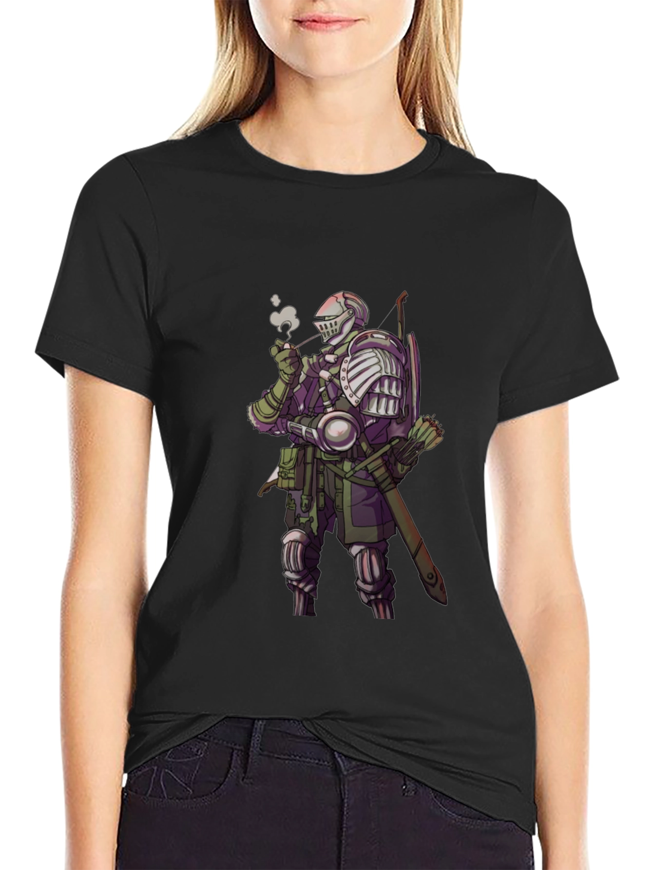Knight Smoking Pipe T-Shirt - Medieval Fantasy Tee