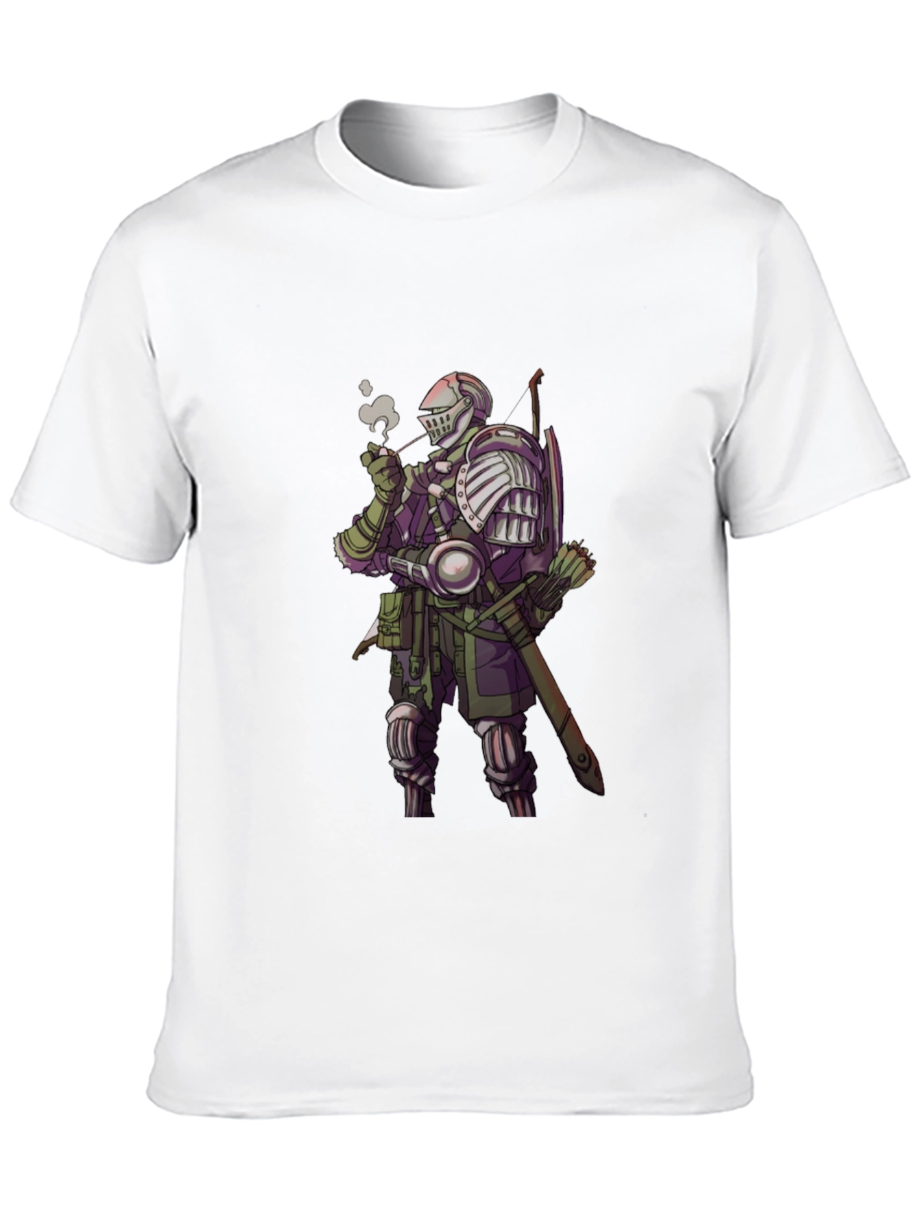 Knight Smoking Pipe T-Shirt - Medieval Fantasy Tee