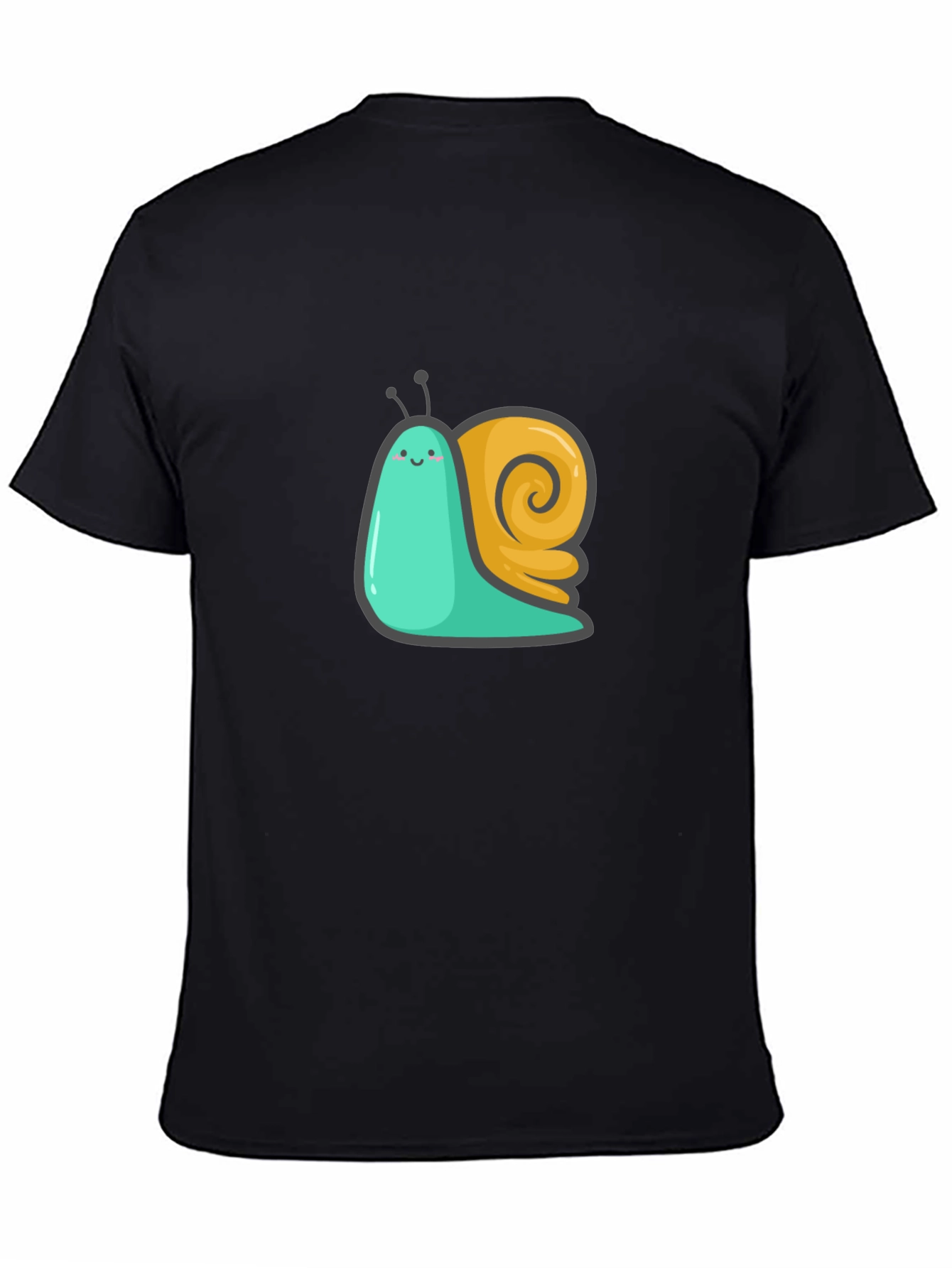 Cute Snail Graphic Tee - Black Cotton T-Shirt