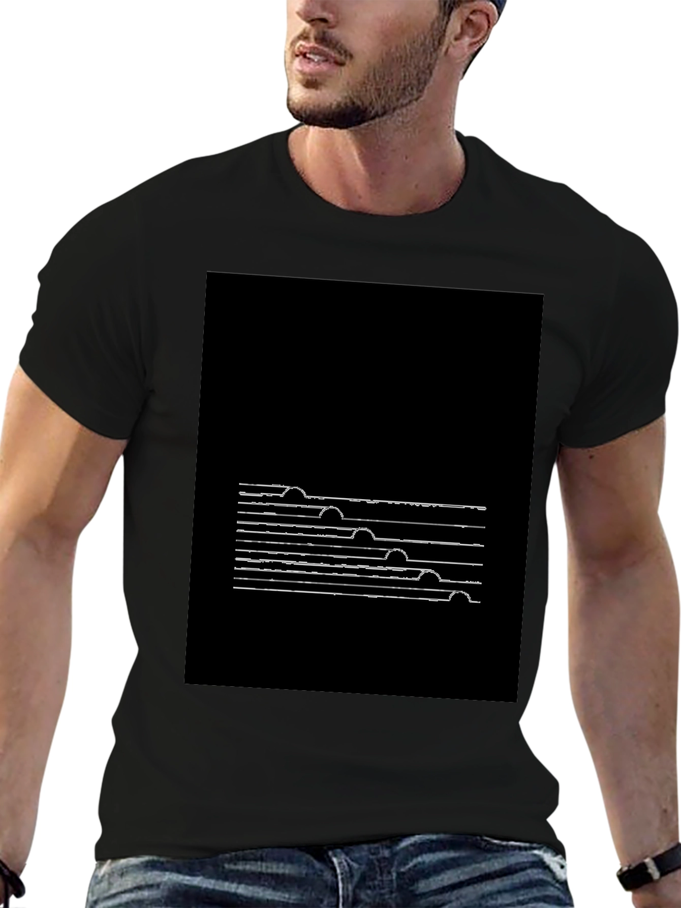 Abstract Line Art Black T-Shirt