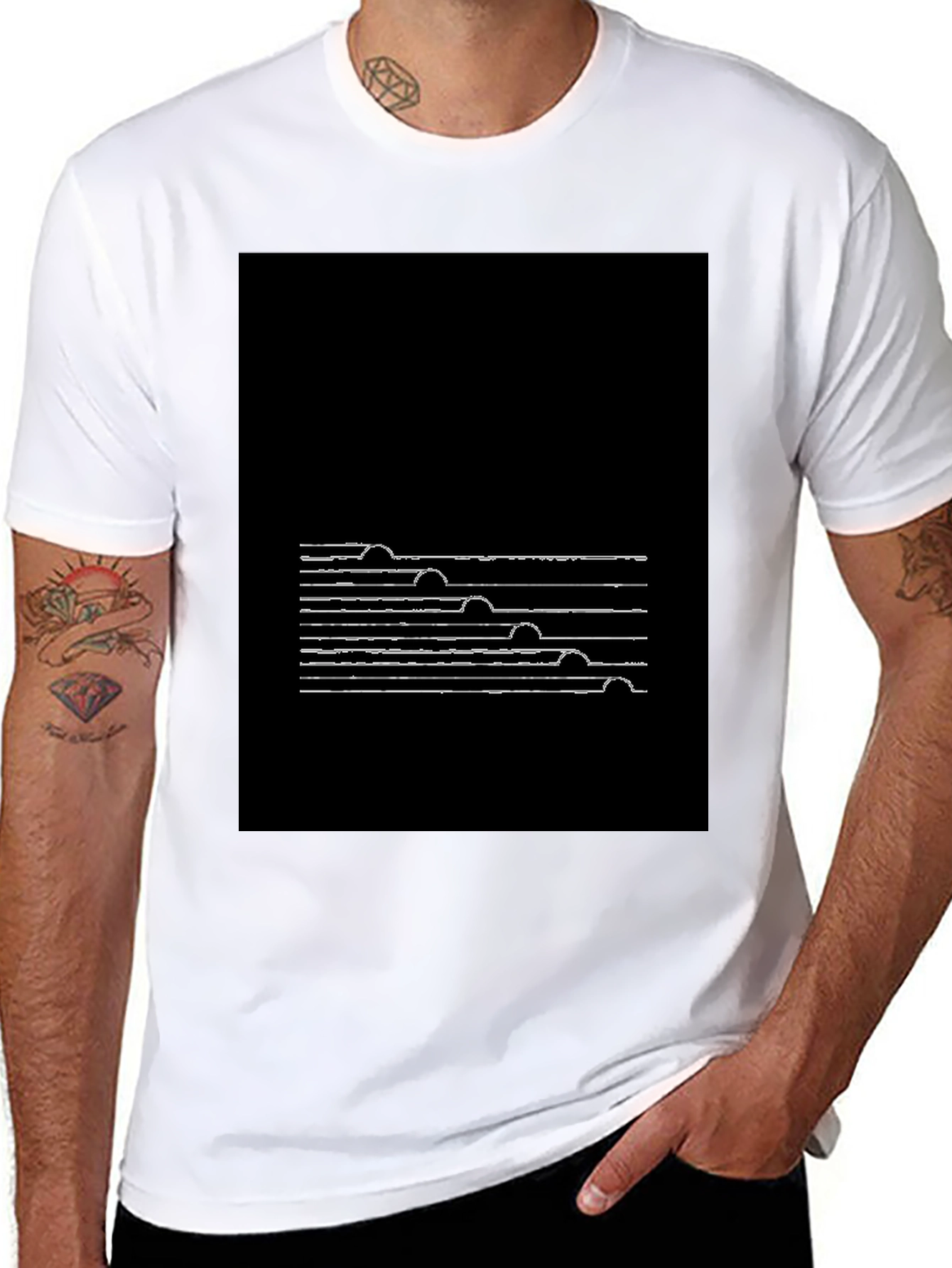 Abstract Line Art Black T-Shirt