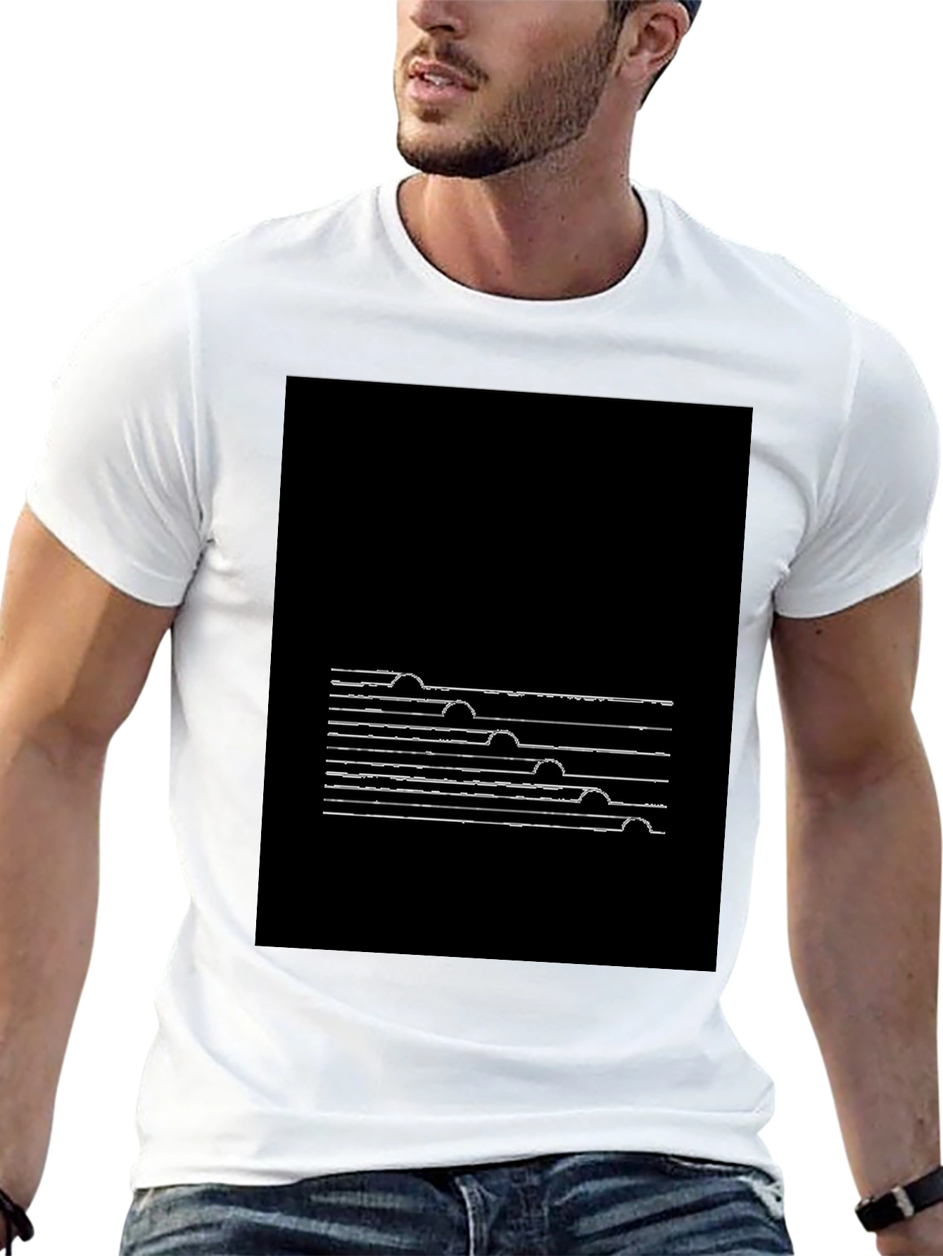 Abstract Line Art Black T-Shirt