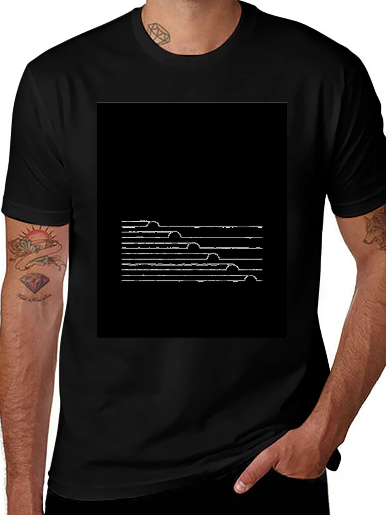 Abstract Line Art Black T-Shirt