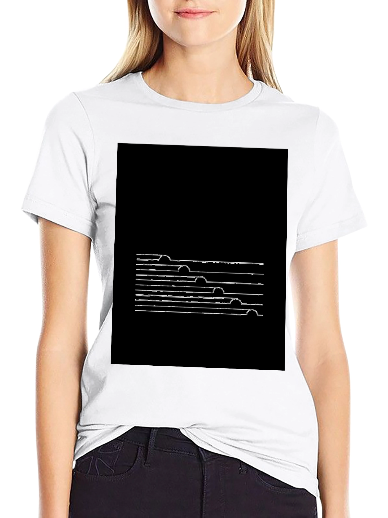 Abstract Line Art Black T-Shirt