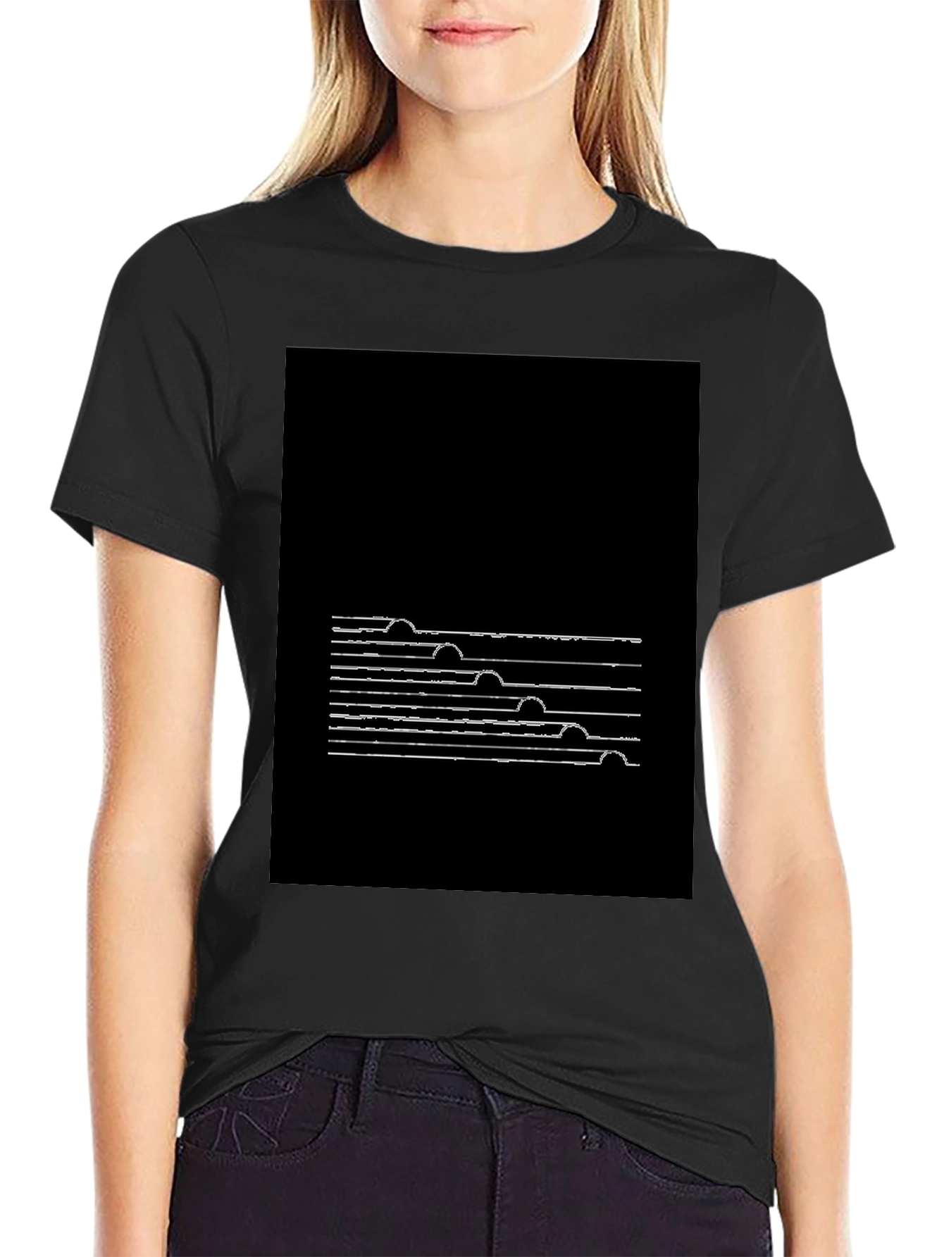 Abstract Line Art Black T-Shirt