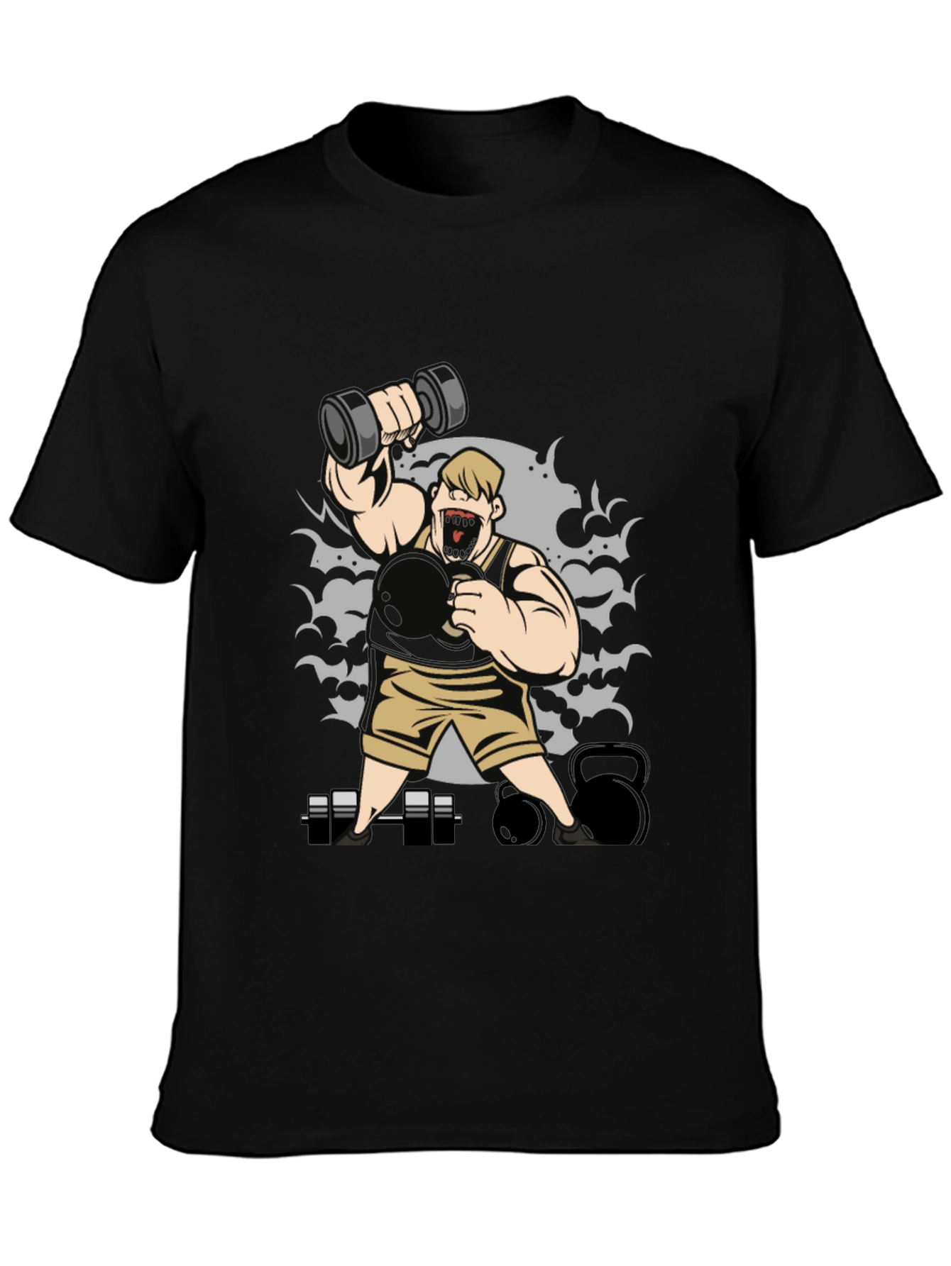 Weightlifting Cartoon Graphic T-Shirt