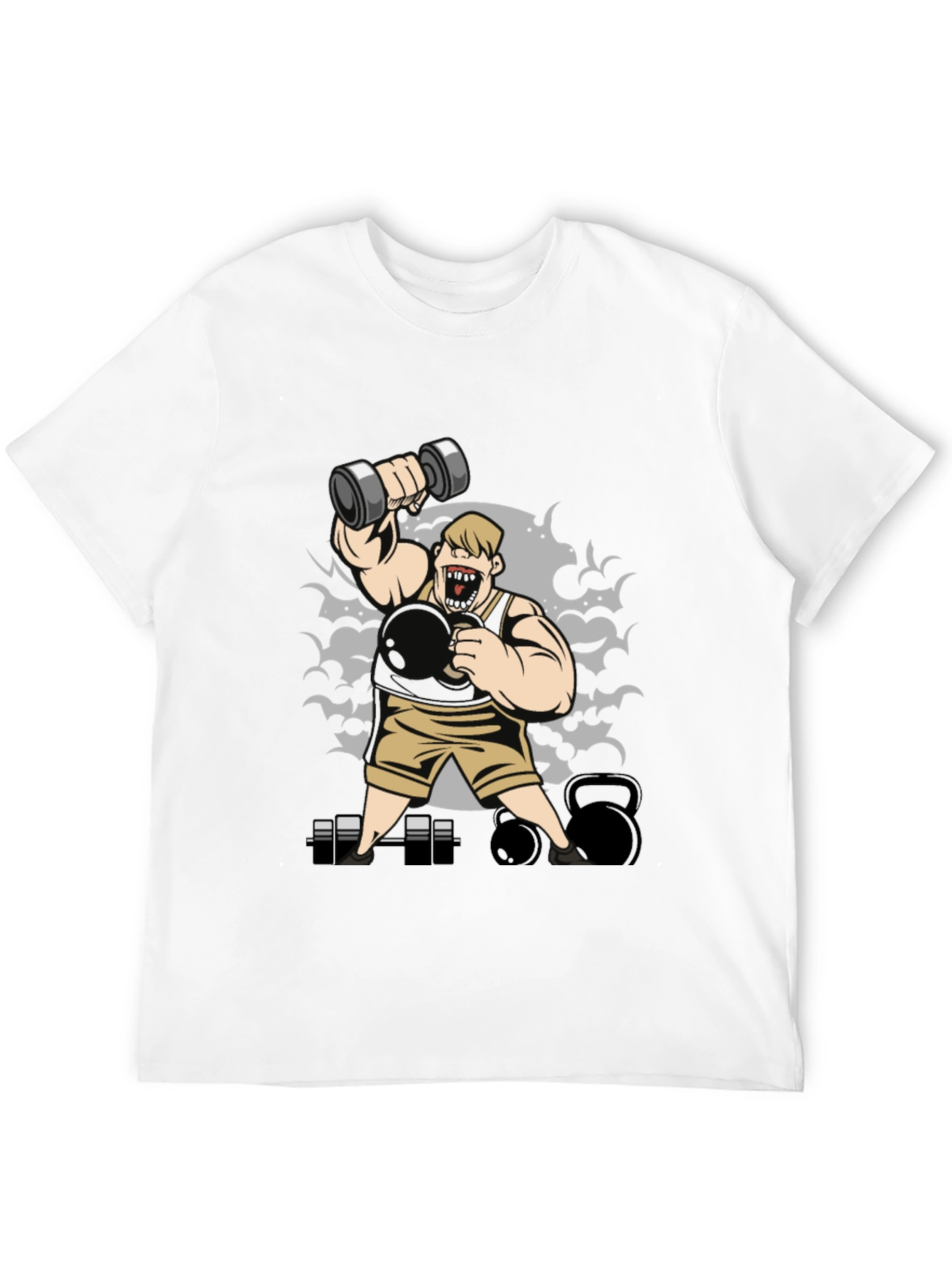 Weightlifting Cartoon Graphic T-Shirt