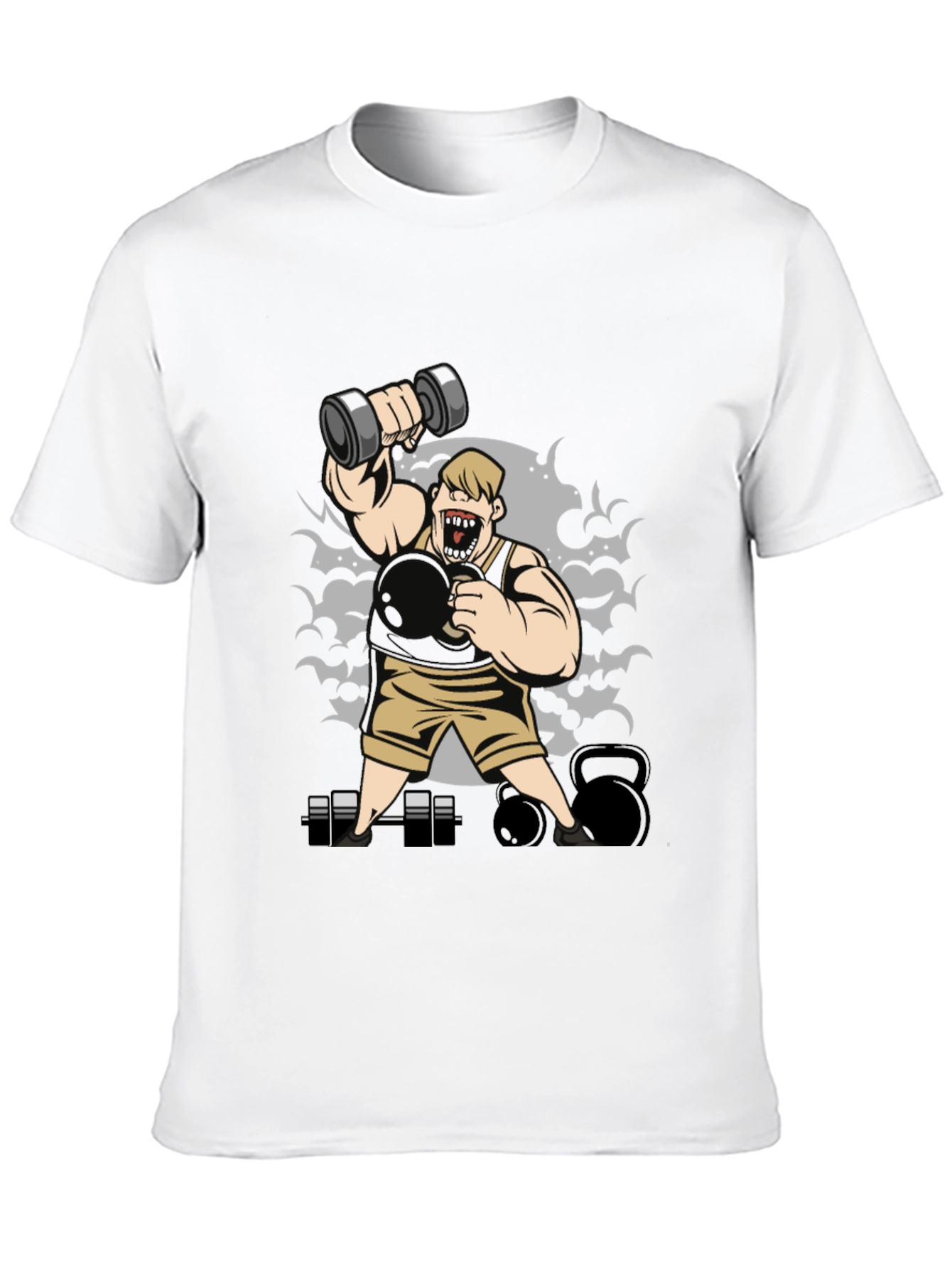 Weightlifting Cartoon Graphic T-Shirt