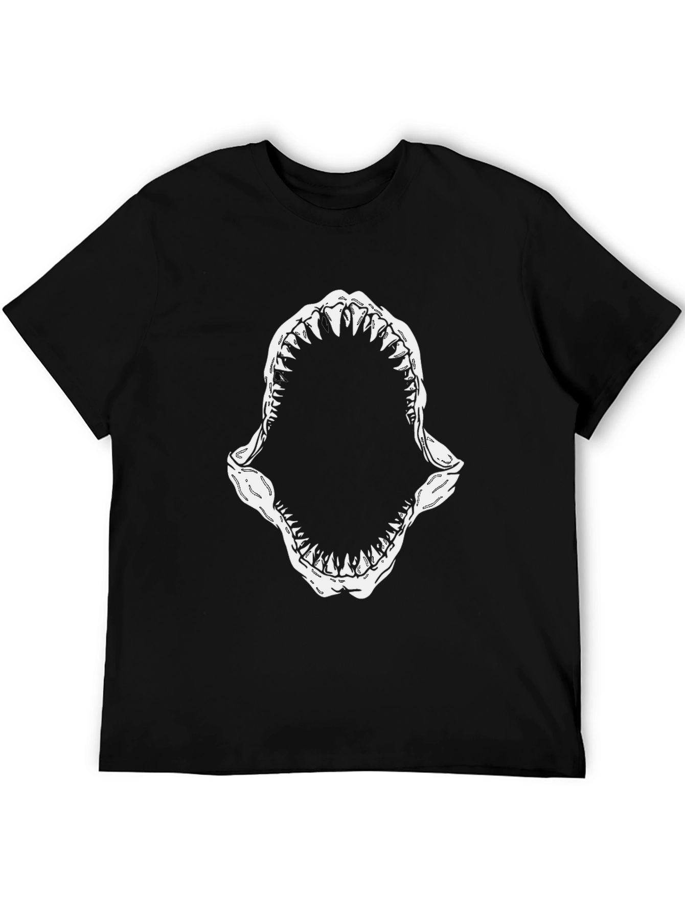 Shark Mouth Graphic Tee - Black Cotton T-Shirt