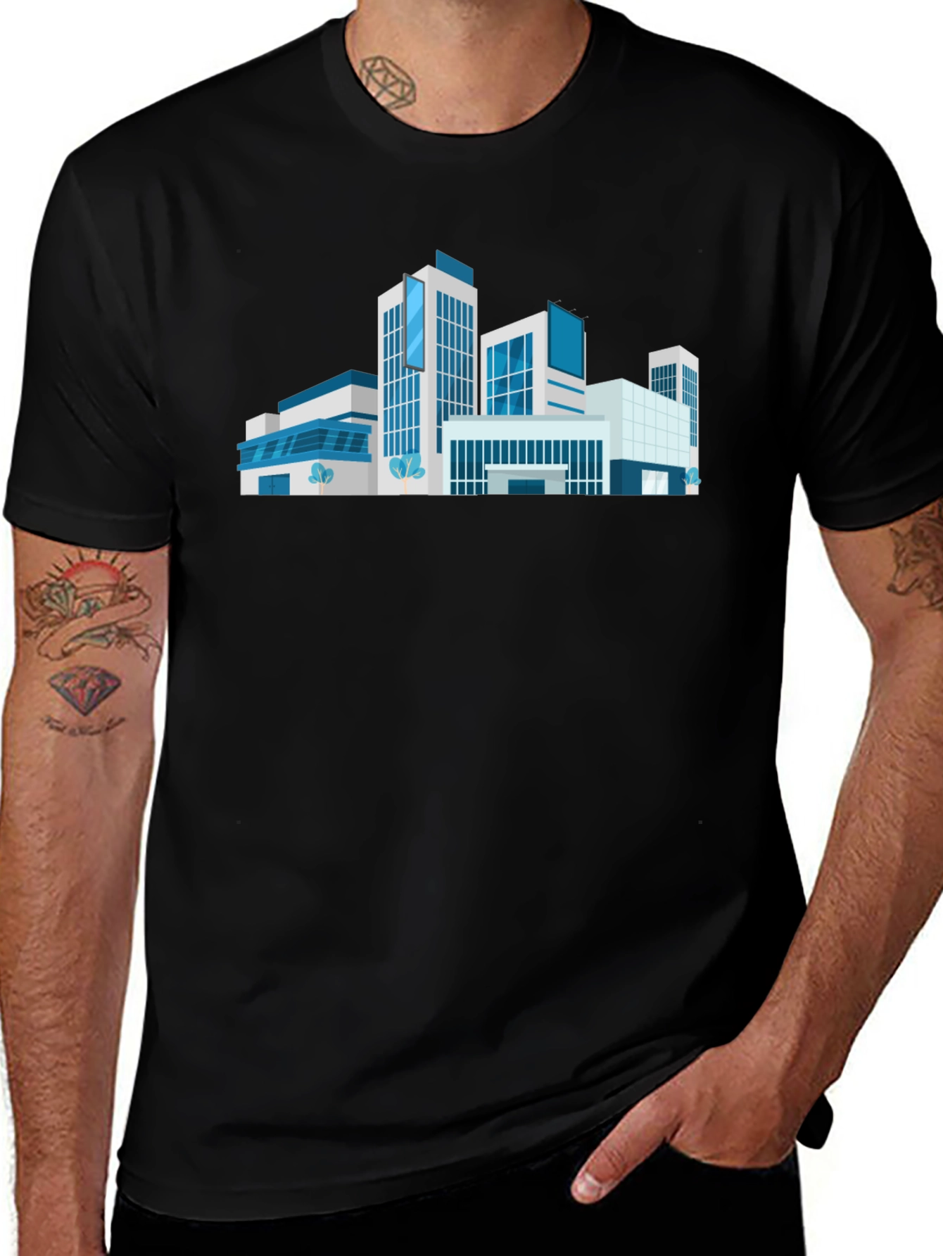 Modern Architecture T-Shirt - Black Urban Style Tee