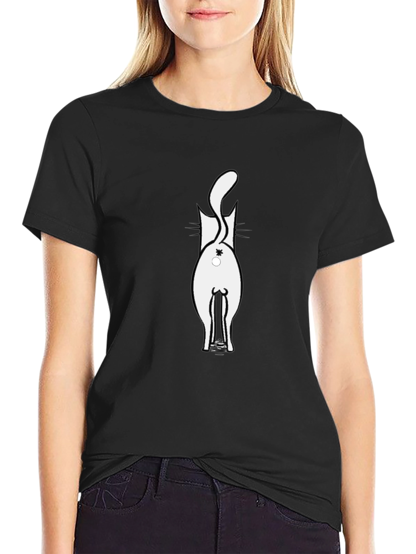 Cat Butt Black T-Shirt - Funny & Unique!