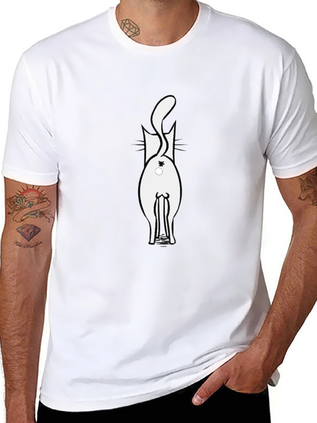 Cat Butt Black T-Shirt - Funny & Unique!
