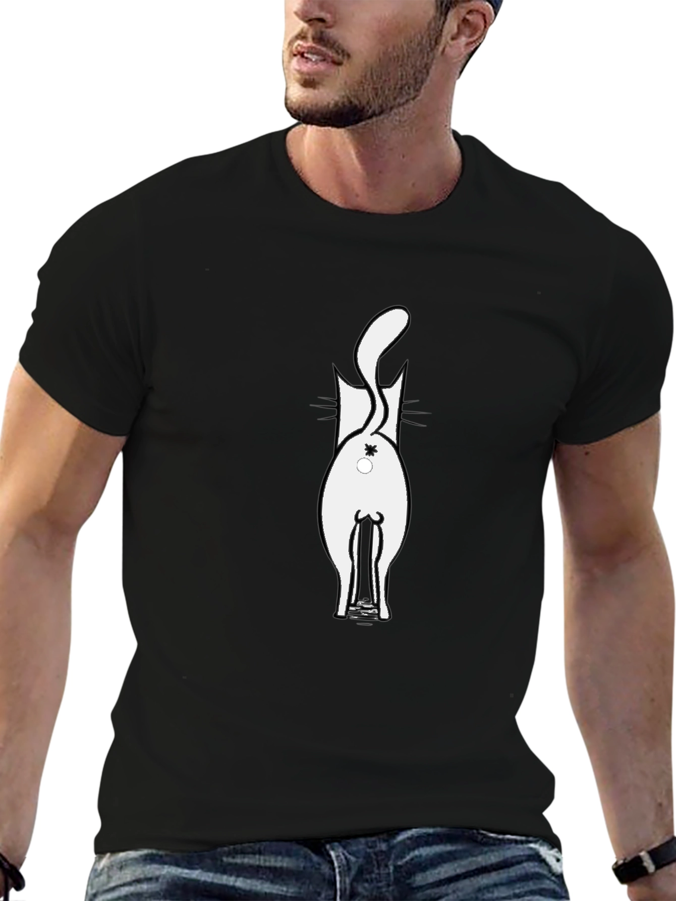 Cat Butt Black T-Shirt - Funny & Unique!