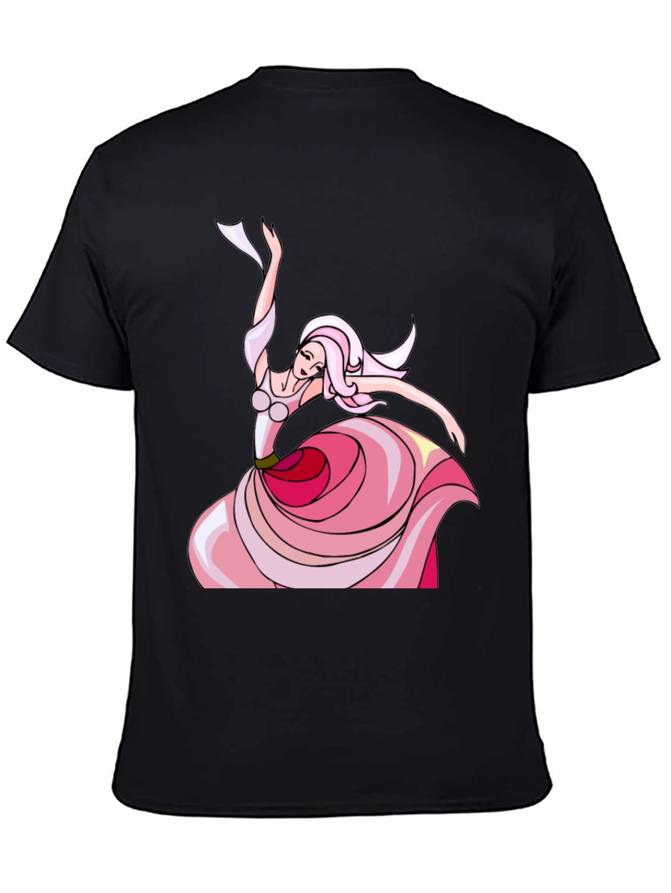 Elegant Dancer Graphic Tee - Black Cotton