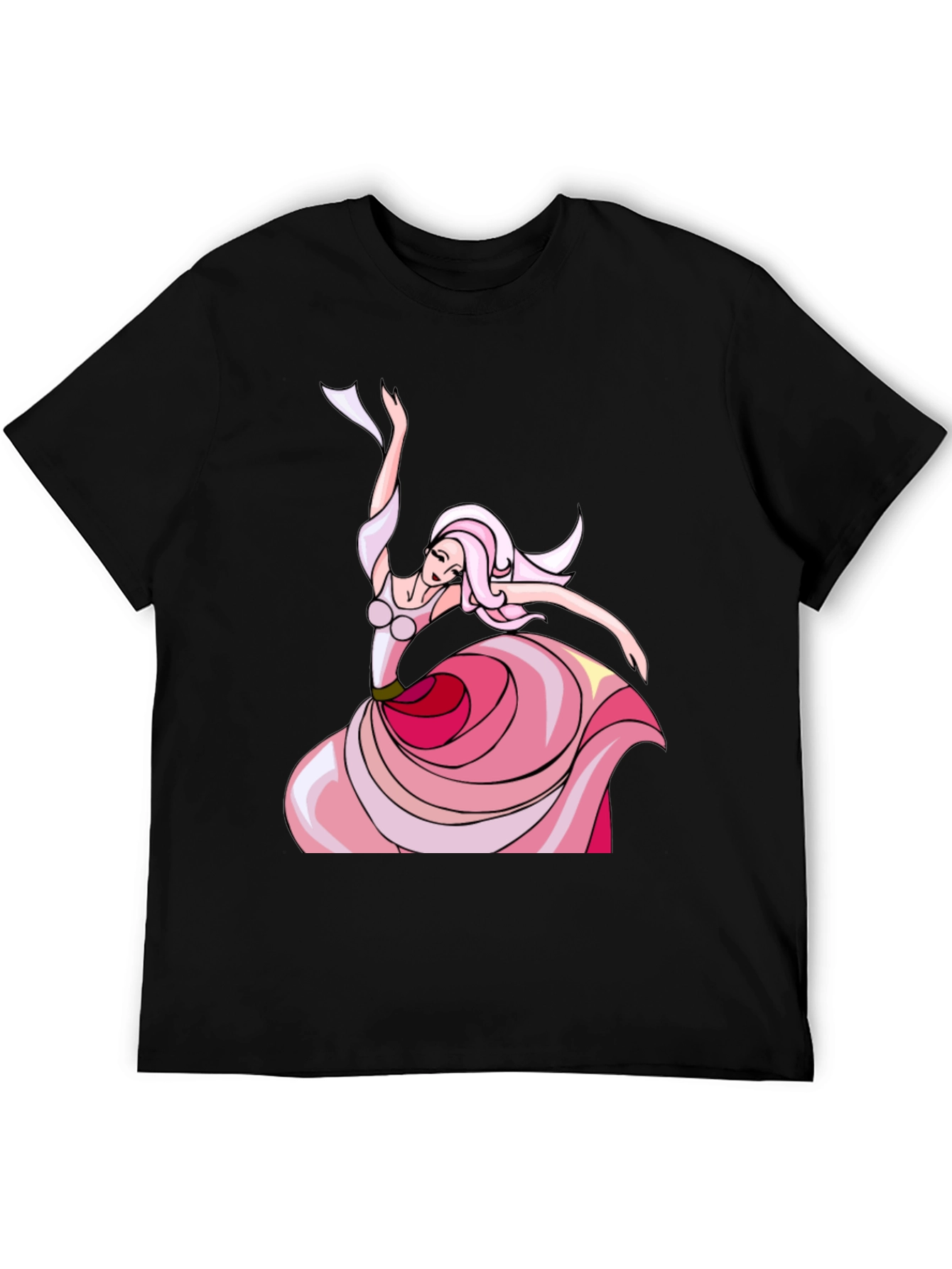 Elegant Dancer Graphic Tee - Black Cotton
