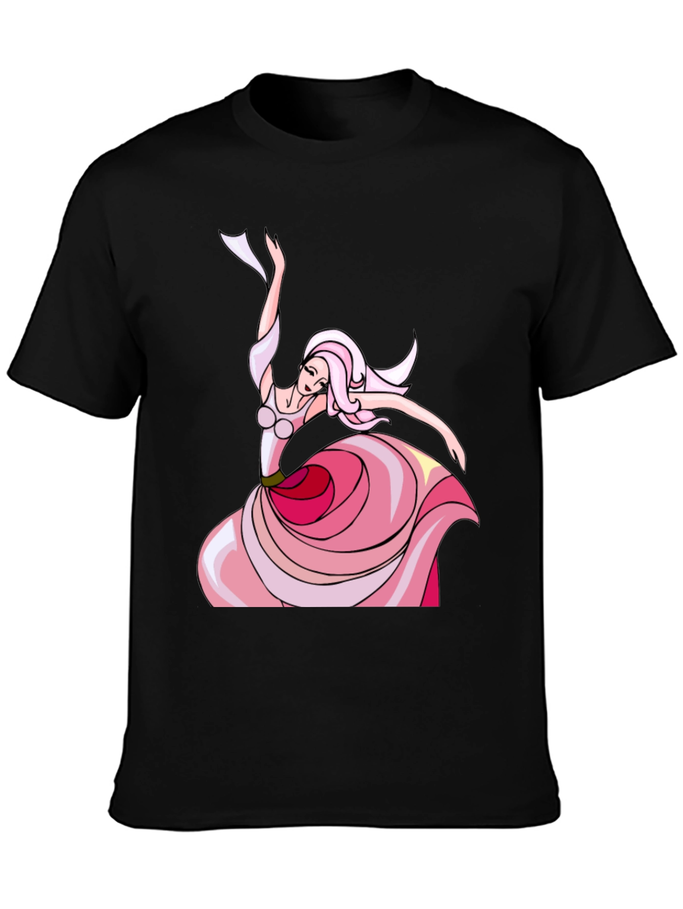Elegant Dancer Graphic Tee - Black Cotton
