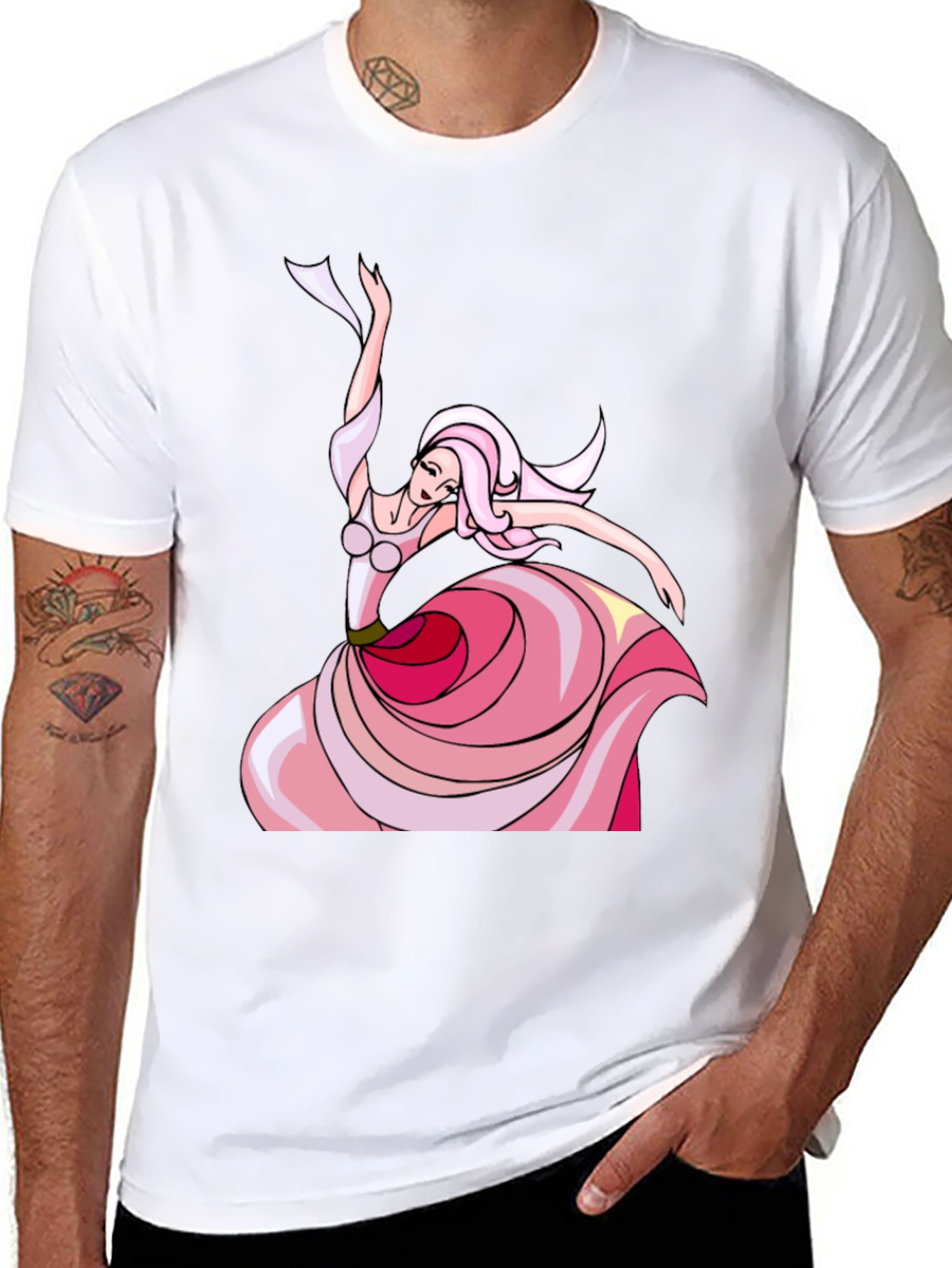 Elegant Dancer Graphic Tee - Black Cotton