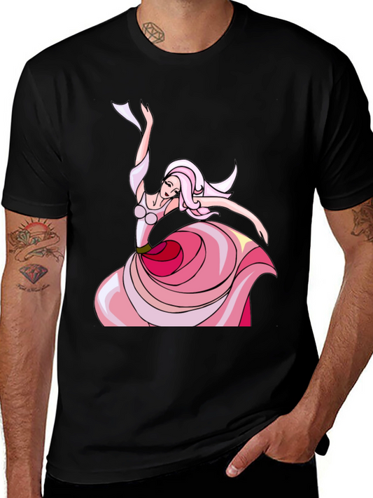 Elegant Dancer Graphic Tee - Black Cotton