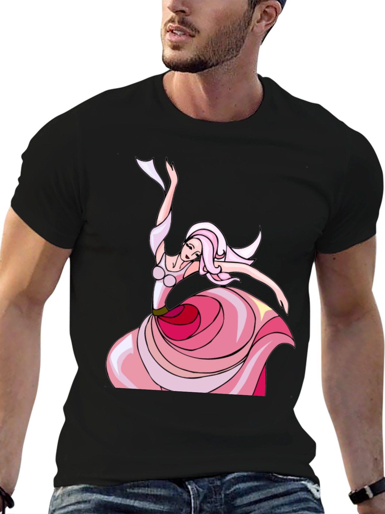 Elegant Dancer Graphic Tee - Black Cotton