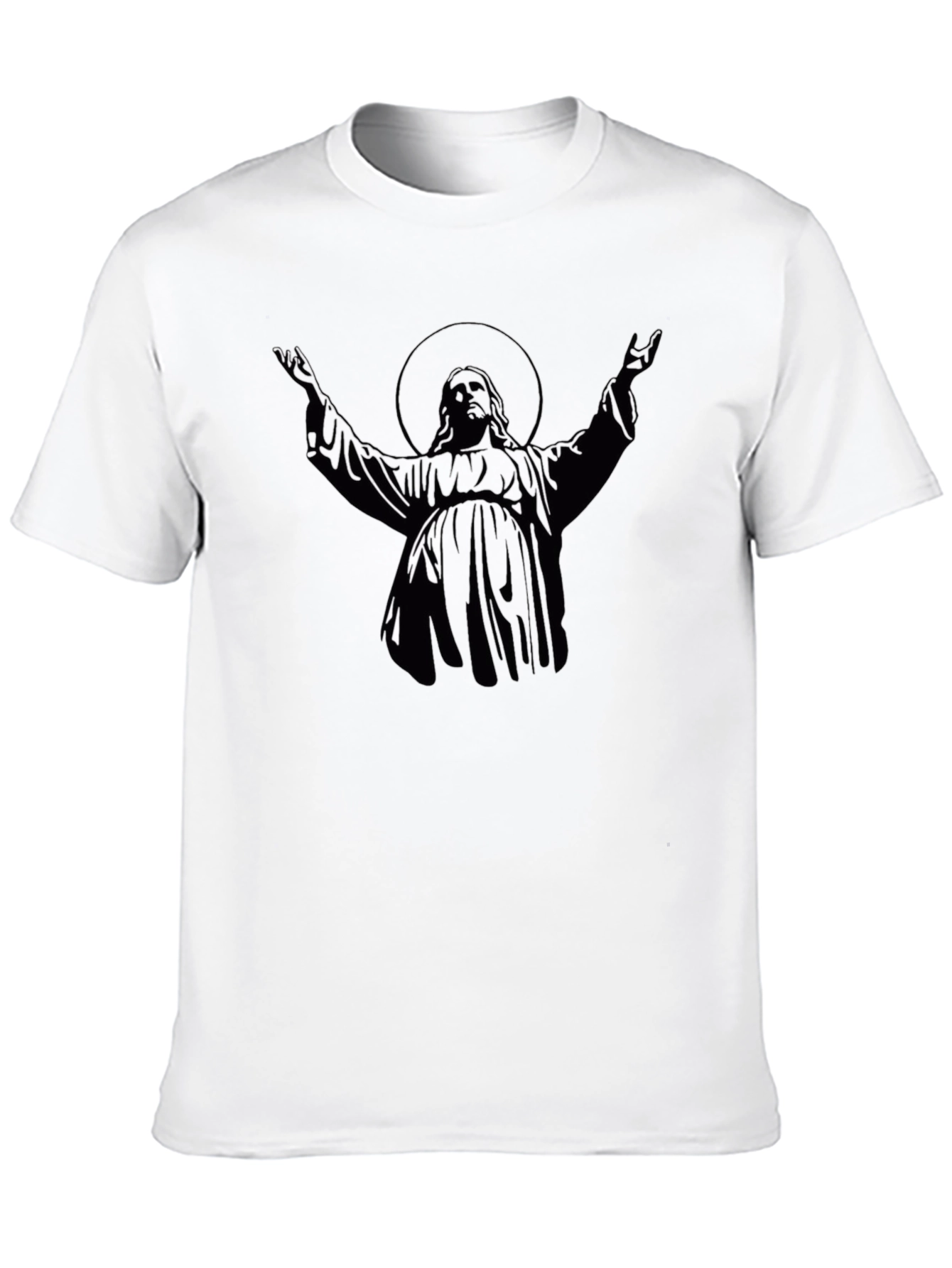 Black Graphic Tee - Religious Figure