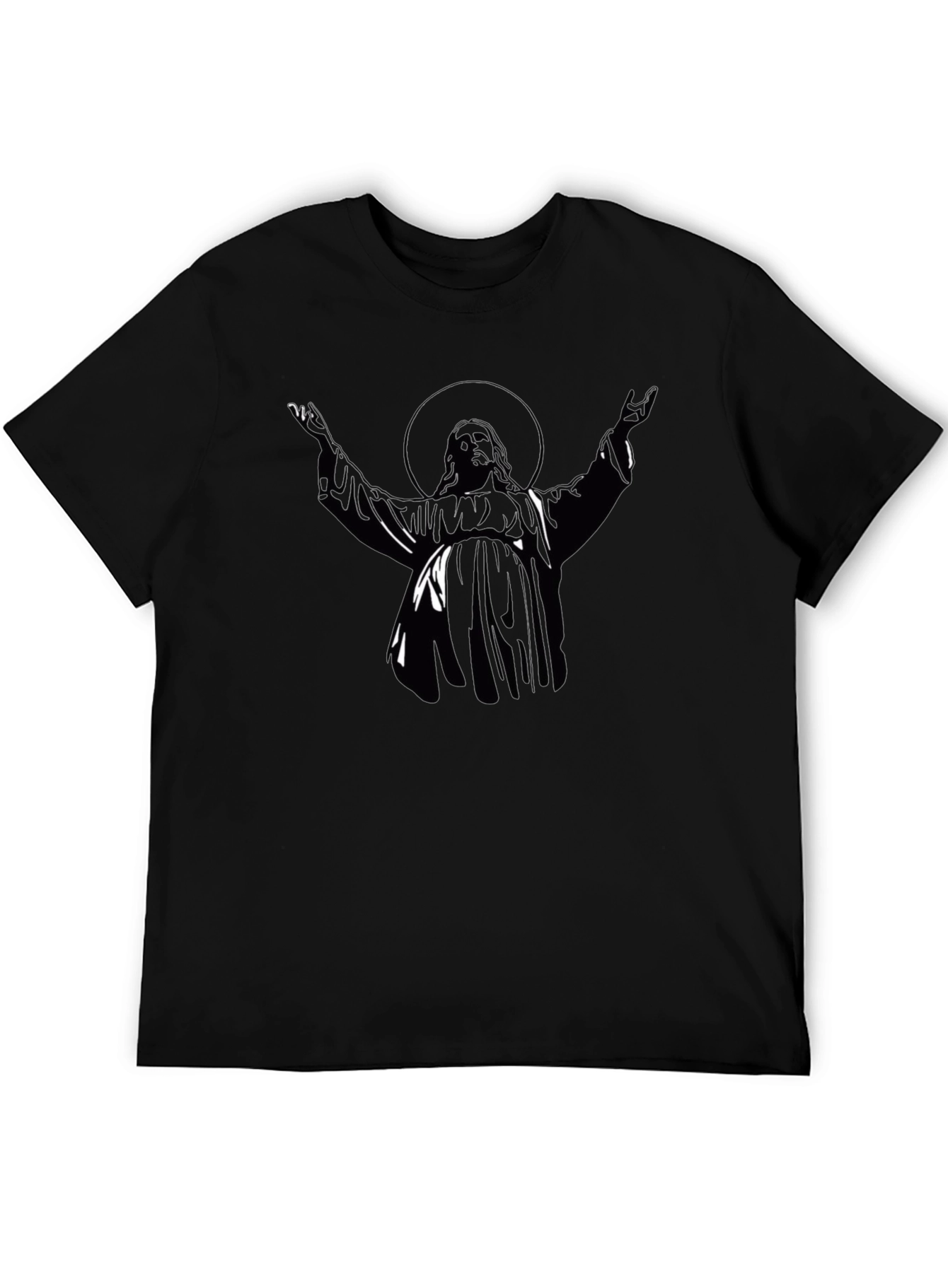 Black Graphic Tee - Religious Figure