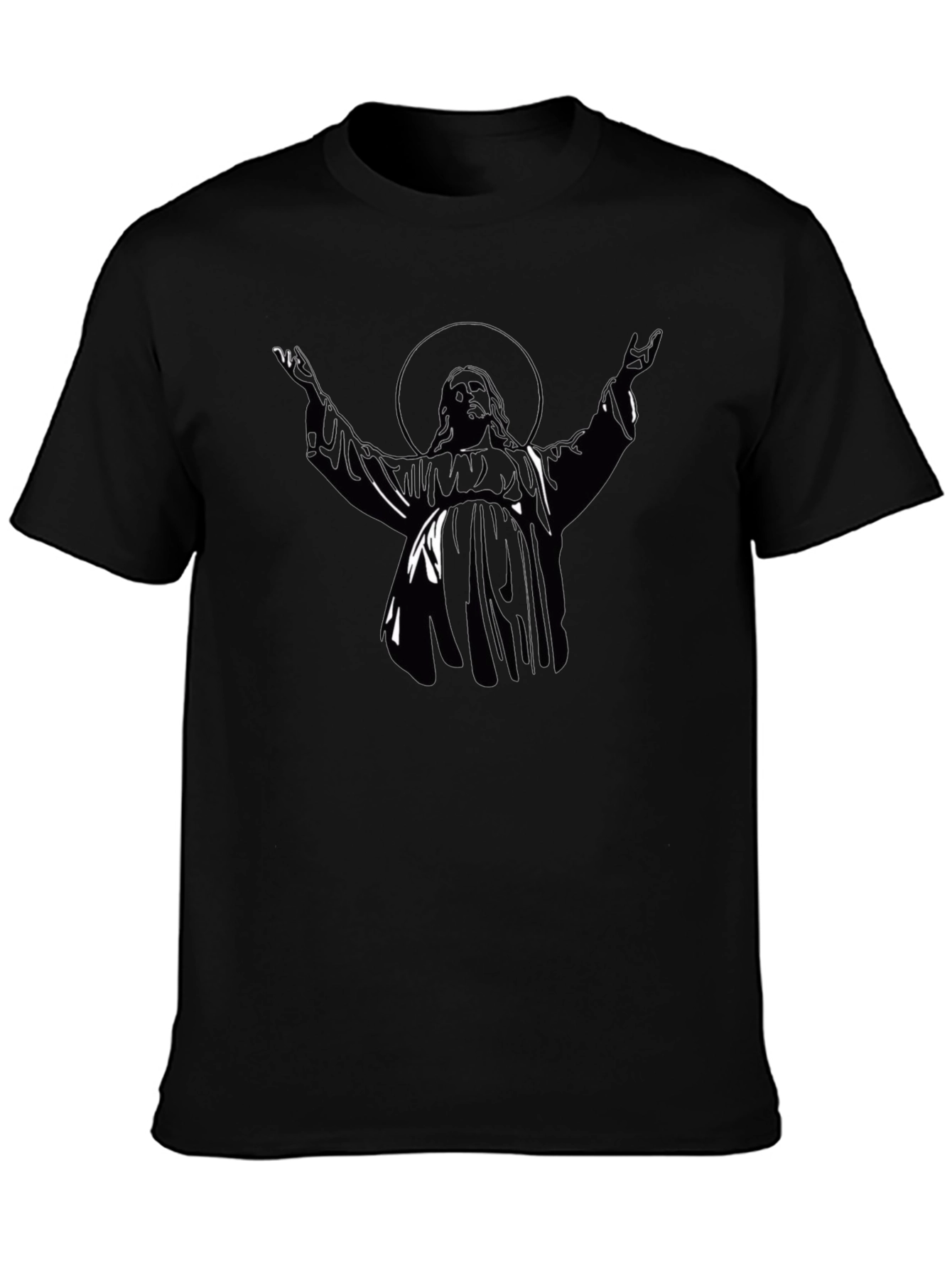 Black Graphic Tee - Religious Figure