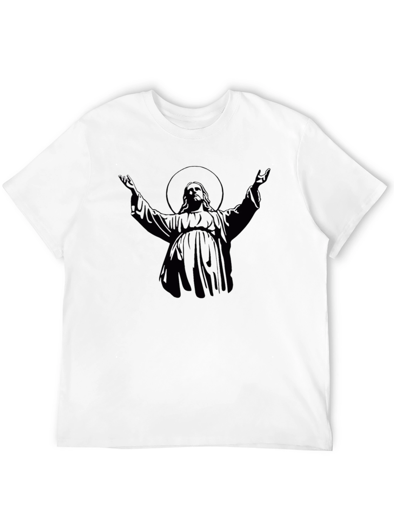 Black Graphic Tee - Religious Figure