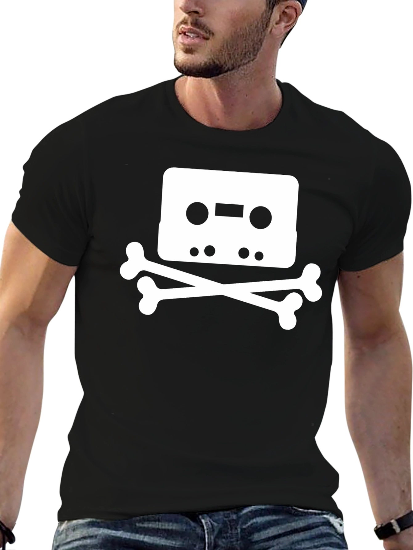 Cassette Tape Skull & Crossbones Graphic Tee