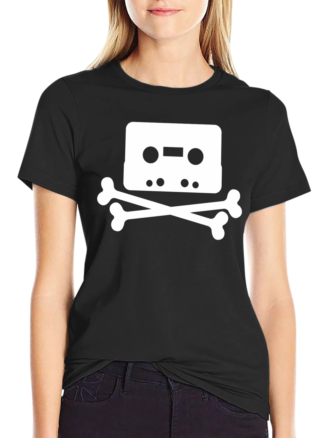Cassette Tape Skull & Crossbones Graphic Tee