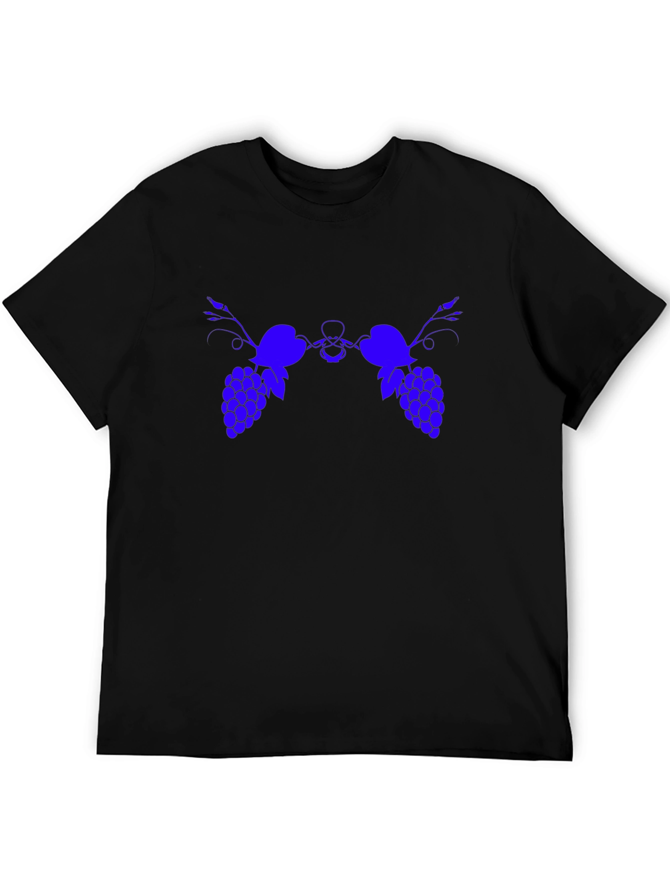 Blue Grape Graphic Print Black T-Shirt