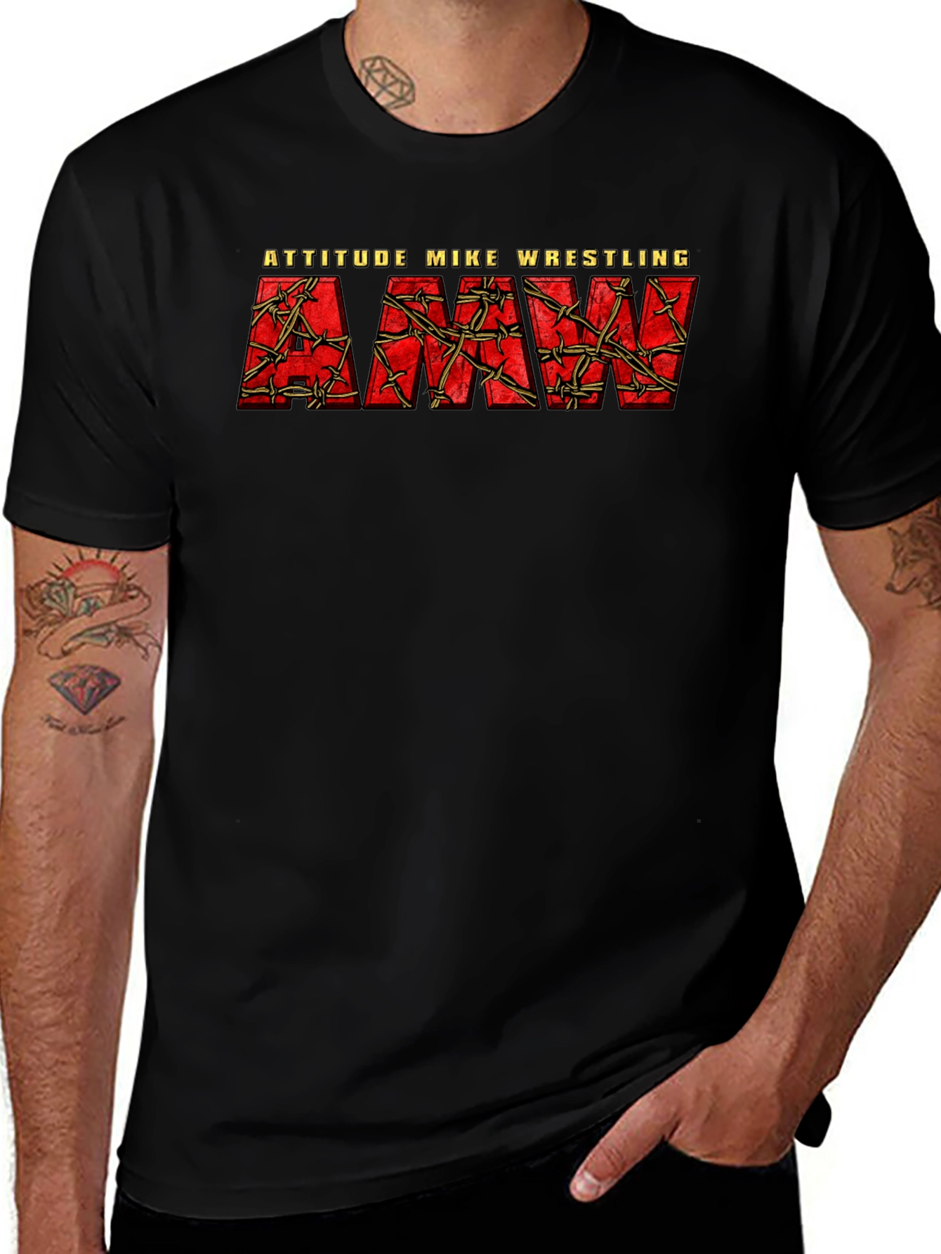 Attitude Mike Wrestling T-Shirt - Black Graphic Tee