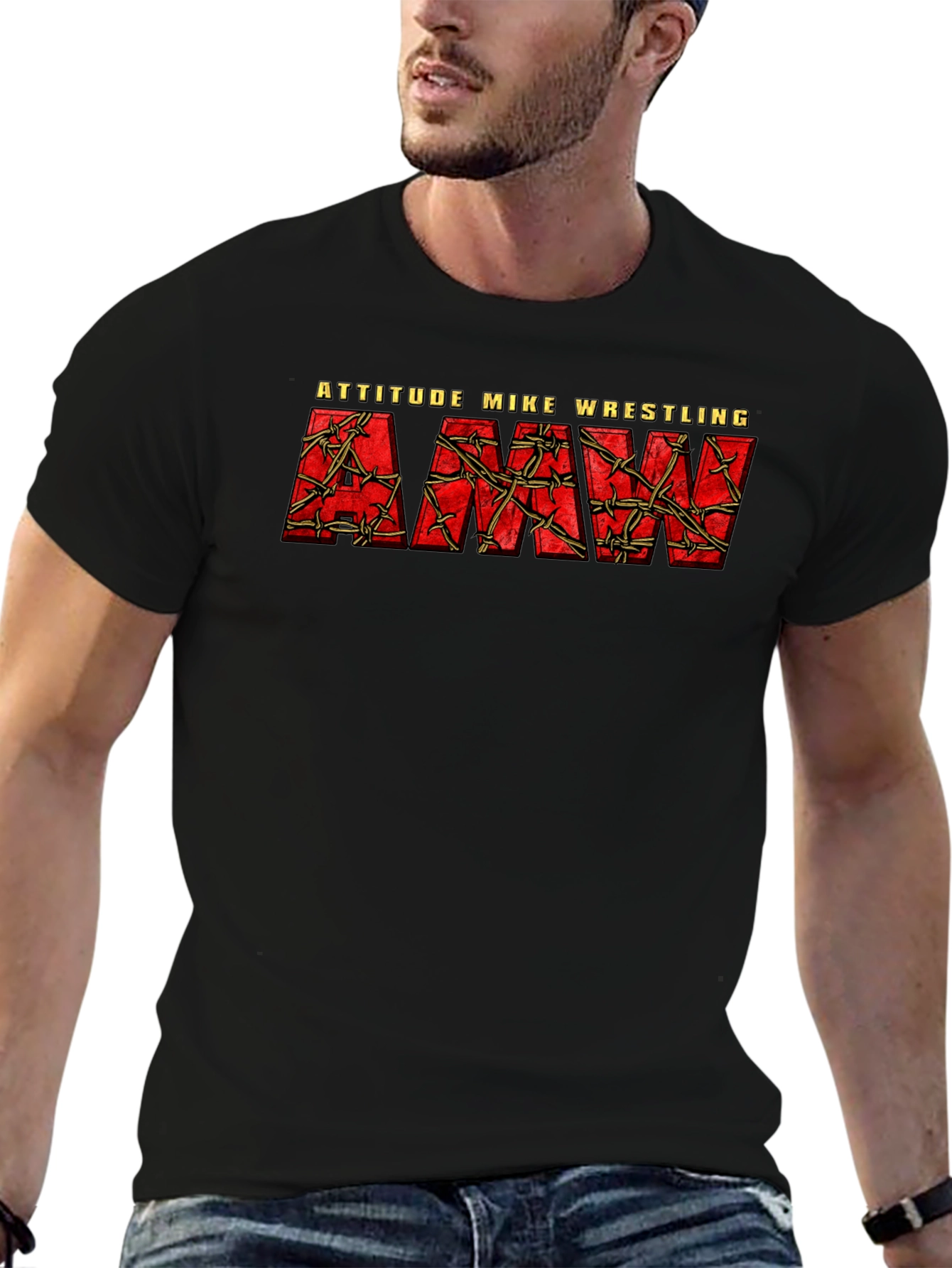 Attitude Mike Wrestling T-Shirt - Black Graphic Tee