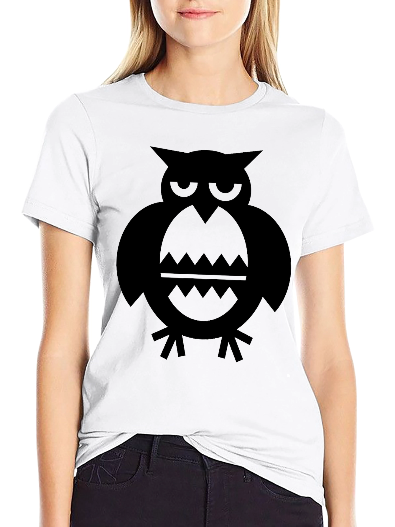 Mens Black Owl Graphic T-Shirt