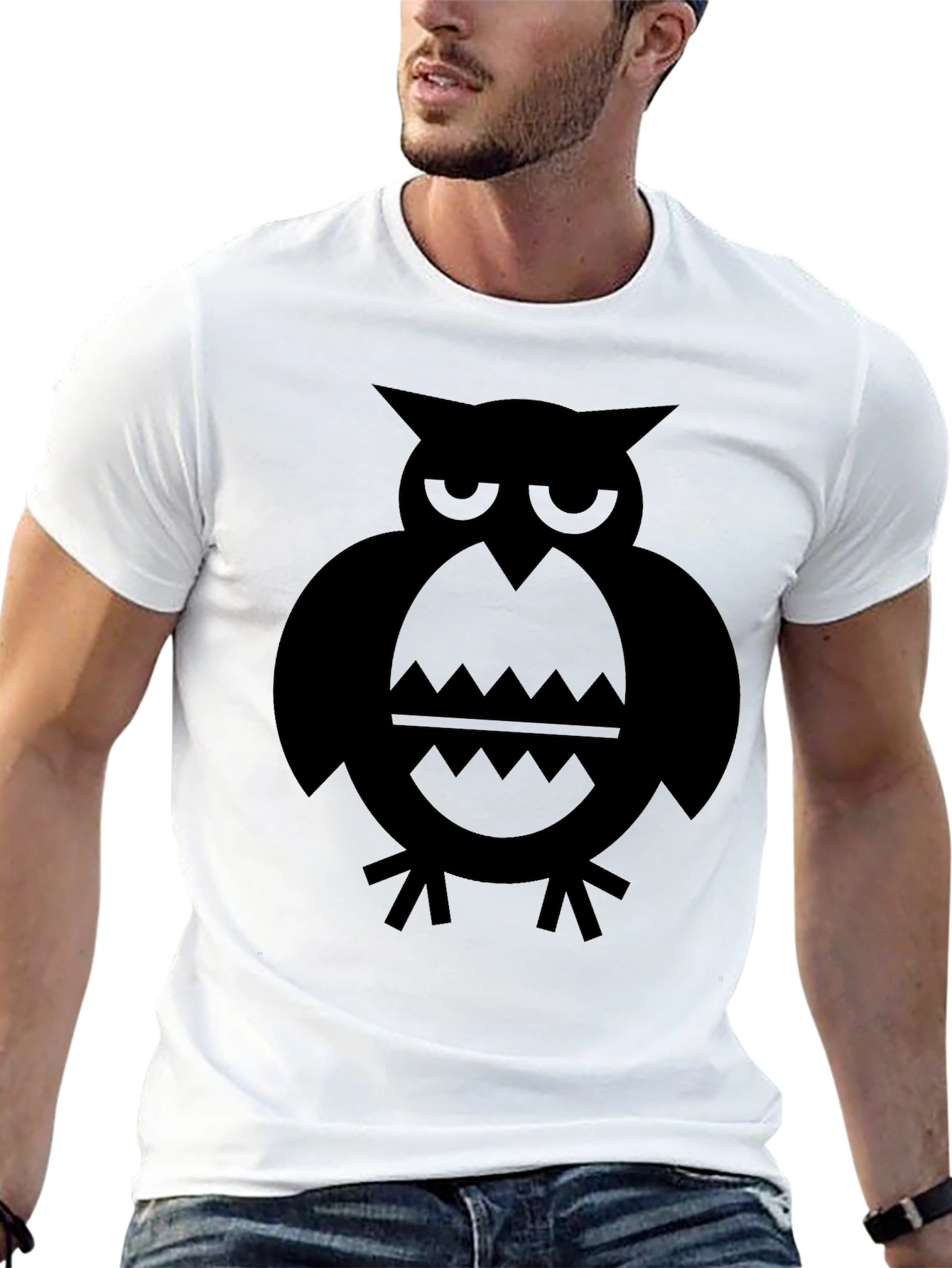 Mens Black Owl Graphic T-Shirt