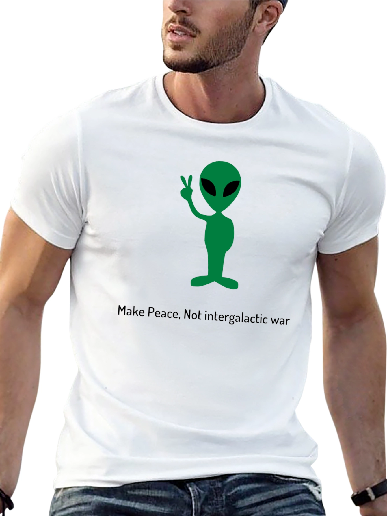 Make Peace Alien Graphic T-Shirt
