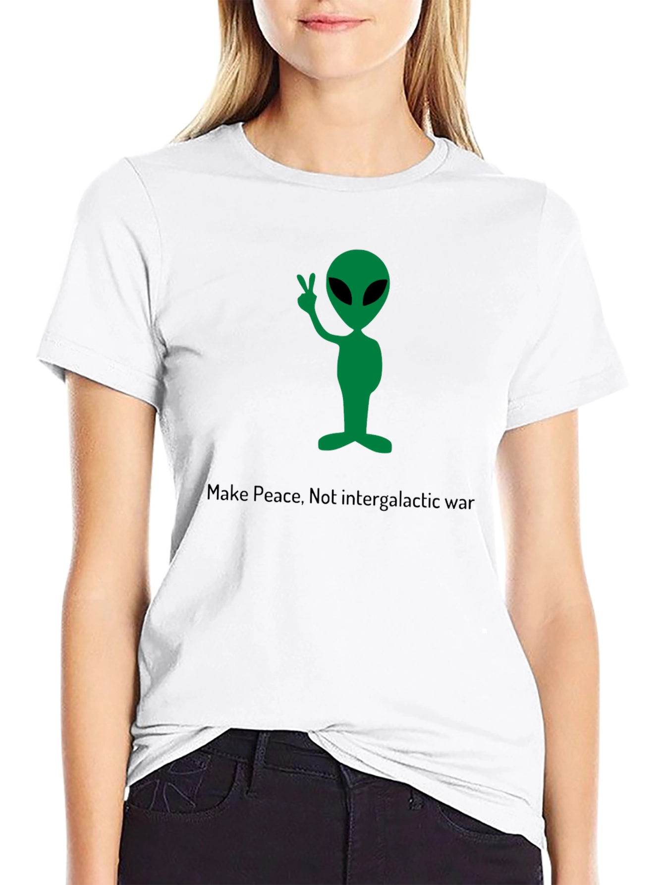 Make Peace Alien Graphic T-Shirt