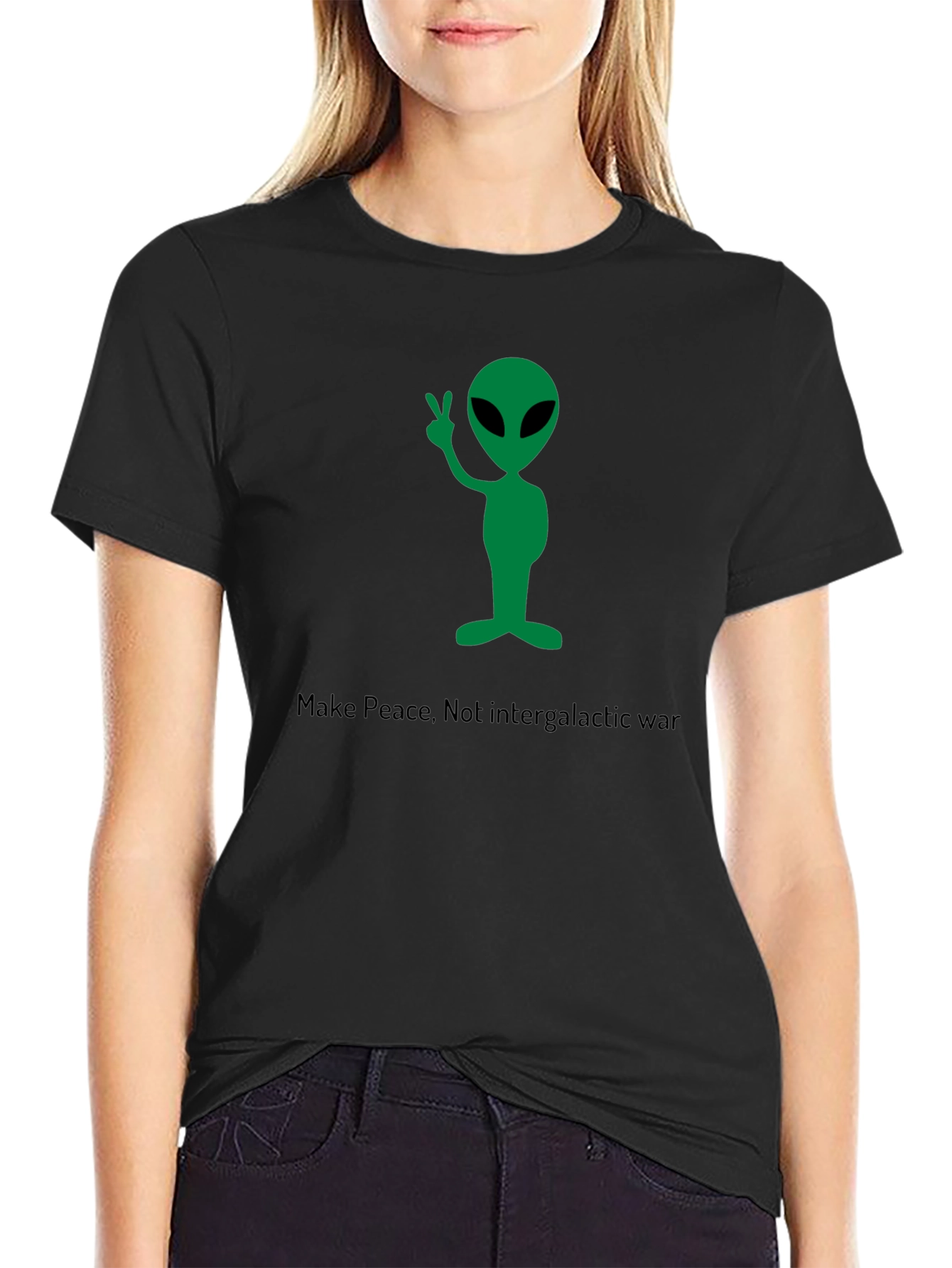 Make Peace Alien Graphic T-Shirt
